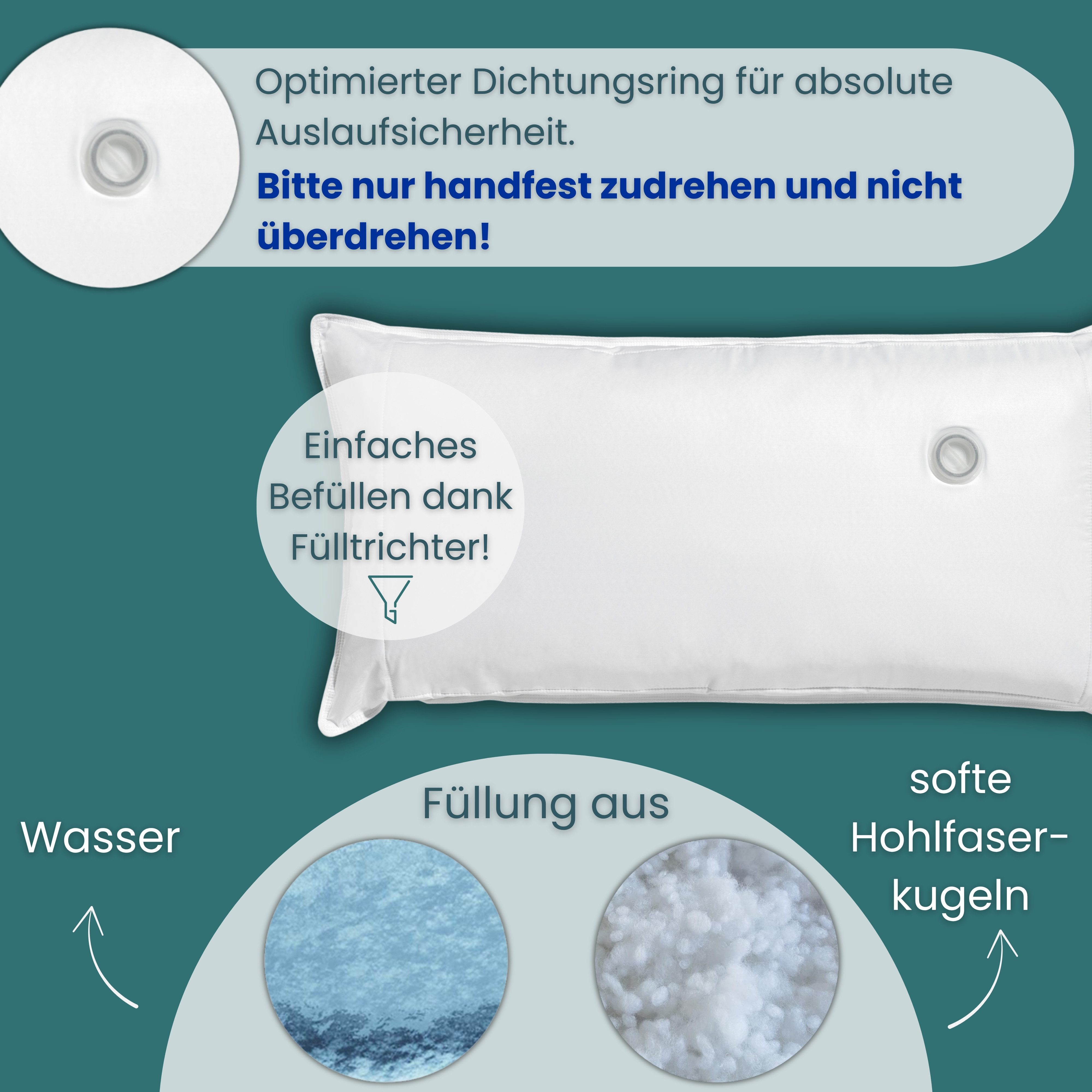 OTTO home Wasserkissen Aavon, Nackenstützkissen 40 x 80 cm, 1-tlg., individuell anpassbare Füllmenge bis 4,5 L, Bezug waschbar – Bild 5 von 5