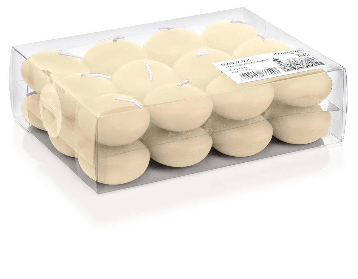 INNA-Glas Schwimmkerze 24er Set Schwimmende Kerzen Ornella, creme, Ø 4,5cm, 4h