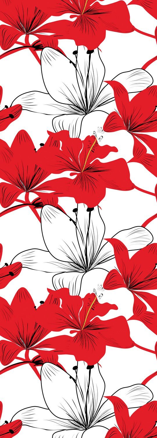 queence Vinyltapete Felizitas, glatt, Motiv, bedruckt, botanisch, floral, gemustert, natürlich, 90x250cm, selbstklebend, kinderleichte Anbringung, Sticker