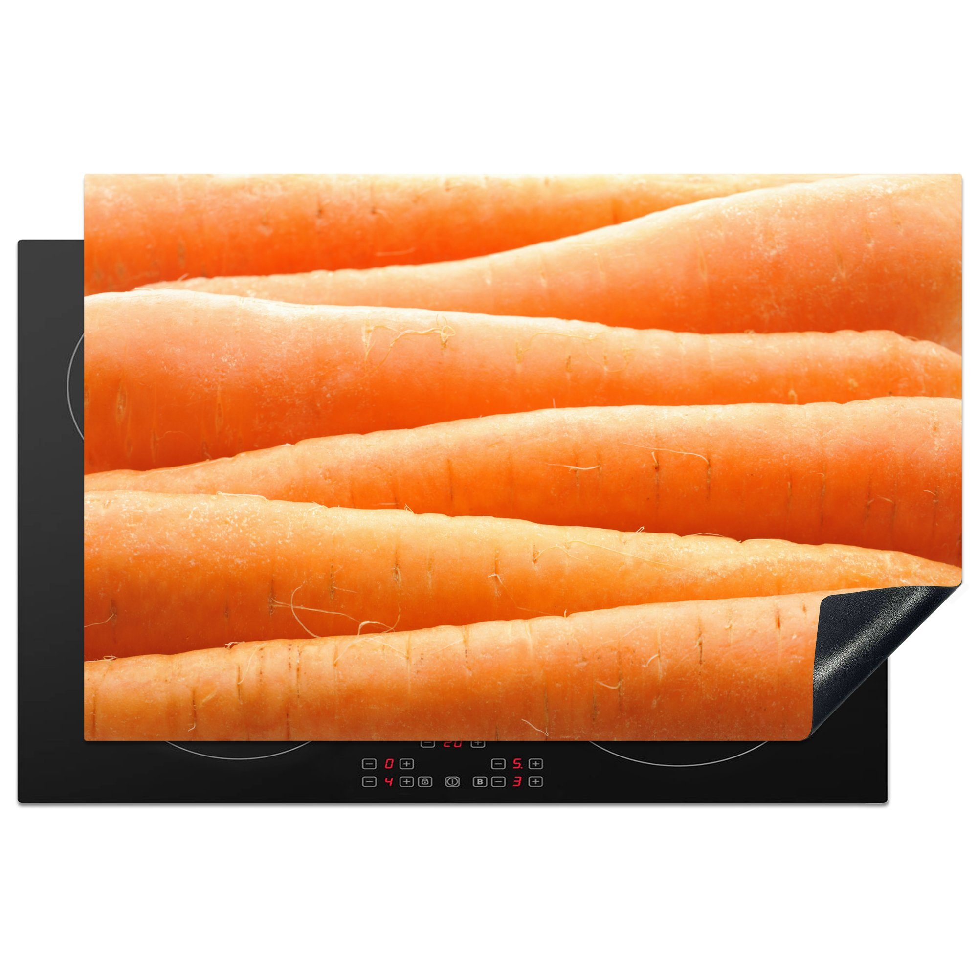 die Karotte, cm, 81x52 Induktionskochfeld Schutz für frischen Vinyl, orangefarbenen küche, (1 Nahaufnahme tlg), einer MuchoWow Eine Herdblende-/Abdeckplatte Ceranfeldabdeckung