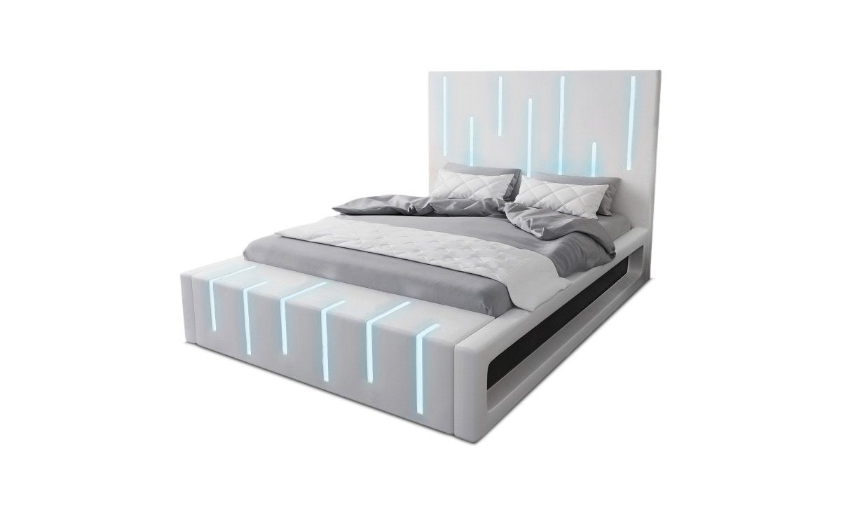 Sofa Dreams Boxspringbett Milona (6 Teile), Kunstleder Bett, Matratze, Topper, LED-Beleuchtung, versch. Liegemaße