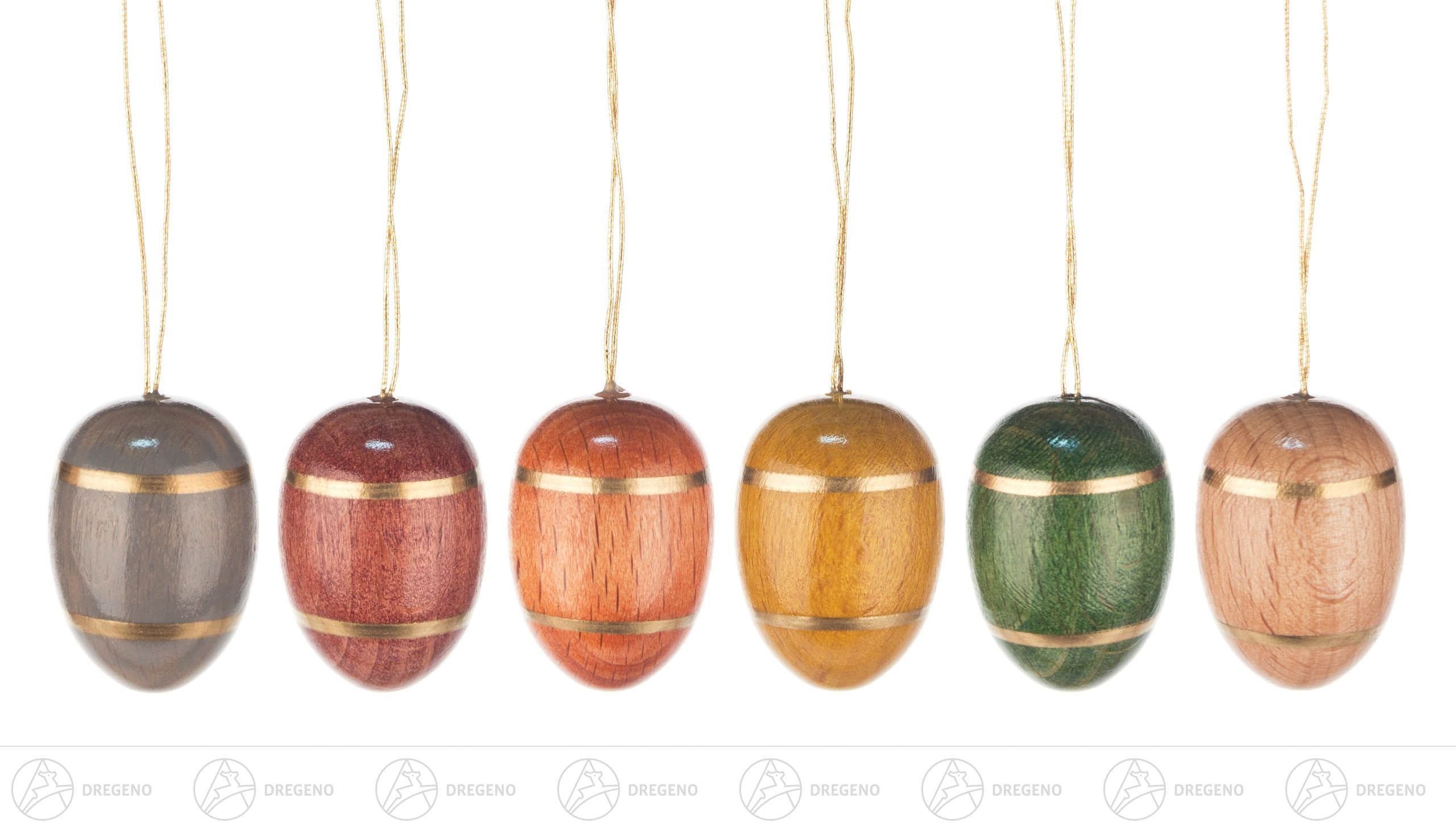 Dregeno Erzgebirge Osterei Ostern & Frühjahr Behang Ostereier mit Streifen (6) Höhe ca 3 cm