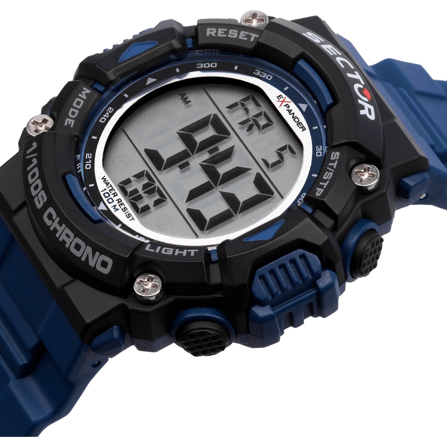 Sector Digitaluhr Sector Herren Armbanduhr Digital, (Digitaluhr), Herren Armbanduhr eckig, extra groß (ca. 40,4x45,1mm), PURarmband blau