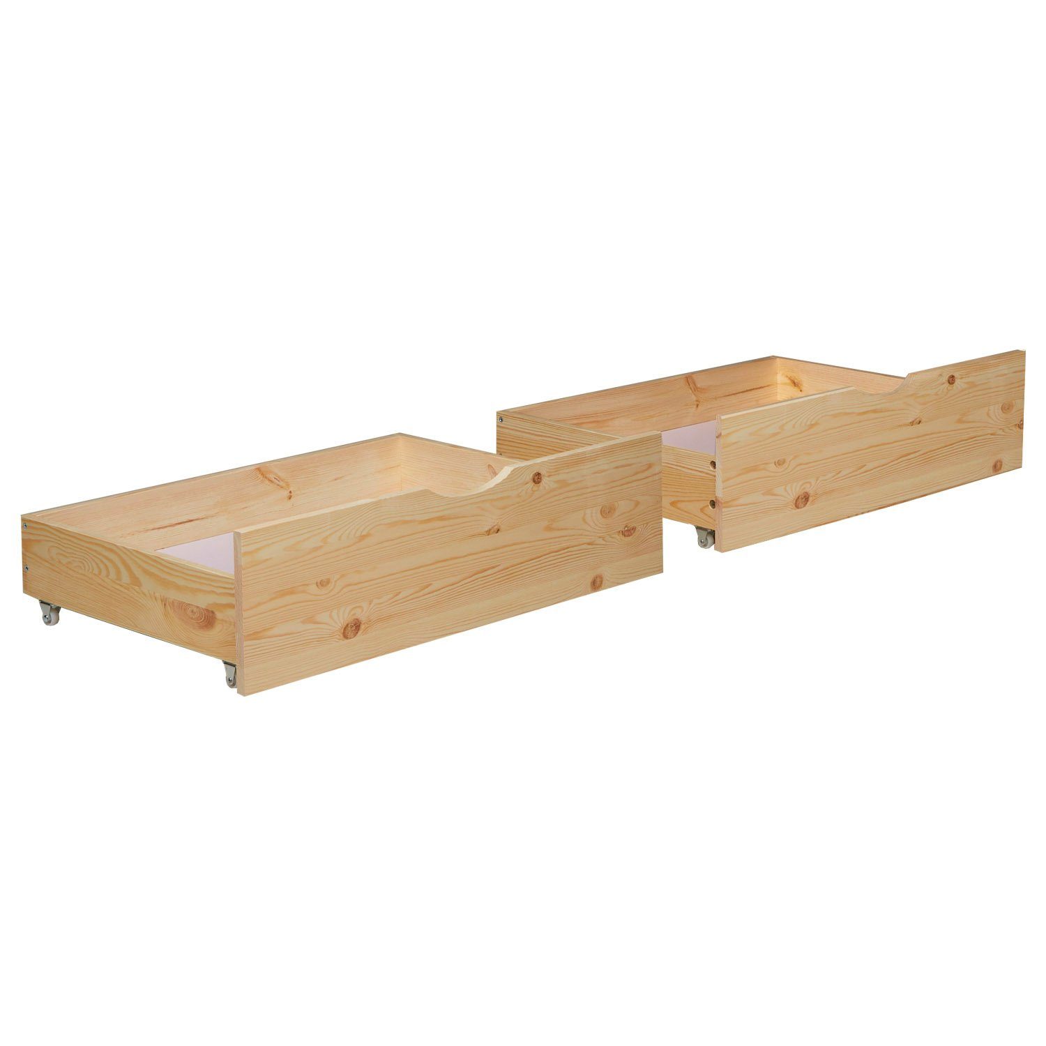 Homestyle4u Bettschubkasten 2er Aufbewahrung Schublade Bettkasten Holz Set