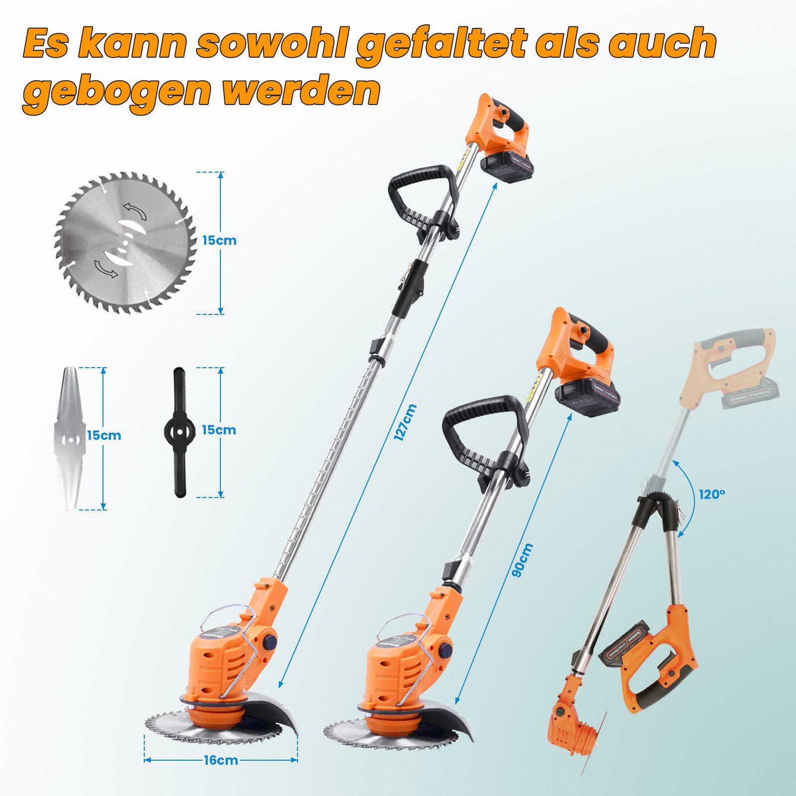 Grenintol Akku-Rasentrimmer Faltbar,Freischneider,Motorsense,Gartenrasen Tr günstig online kaufen
