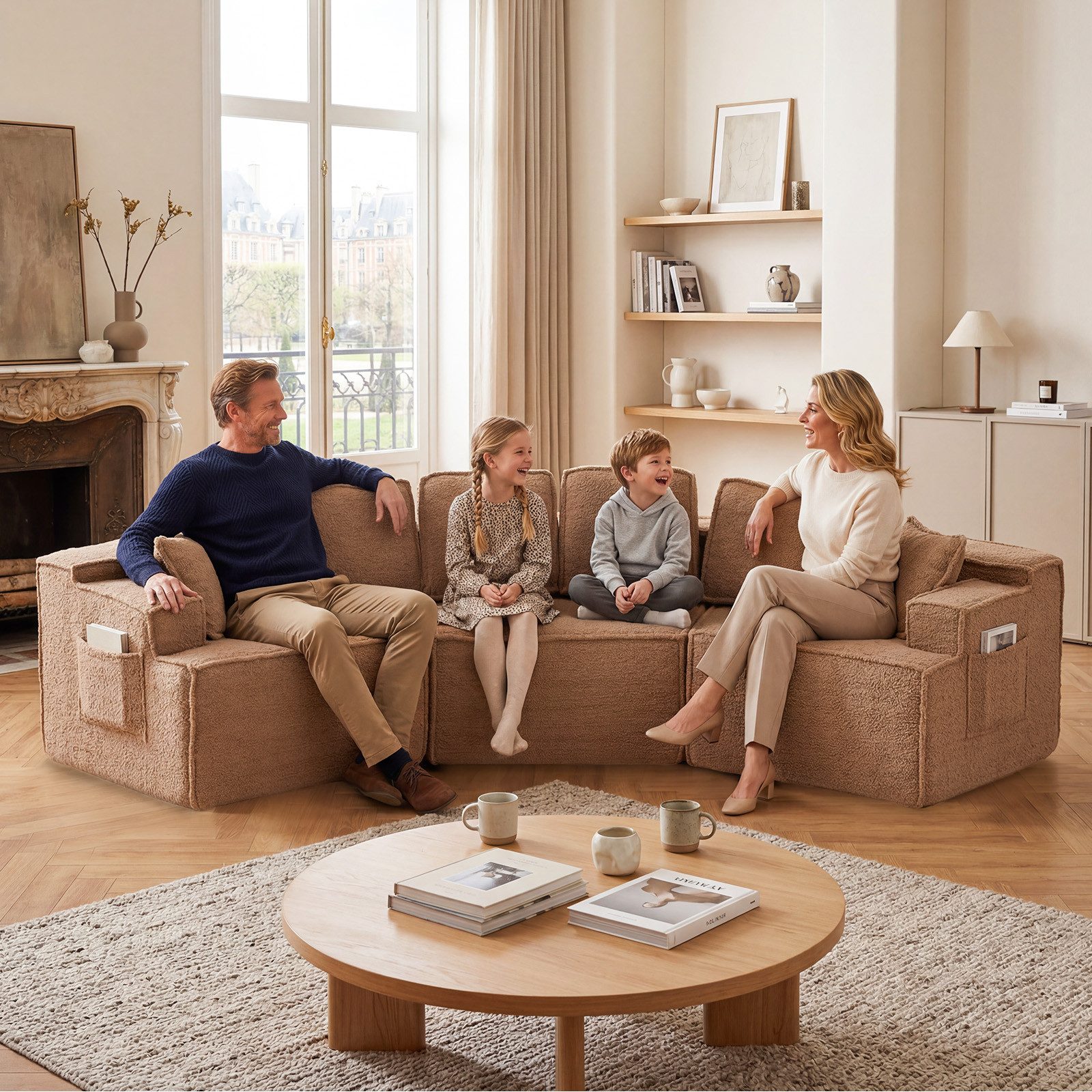 COMHOMA Sofa modulares Schlafsofa, Polstersofa, 3-Sitzer Sofa, Sektionscouch, Keine Montage erforderlich, mit Aufbewahrungstasche, schlaffunktion
