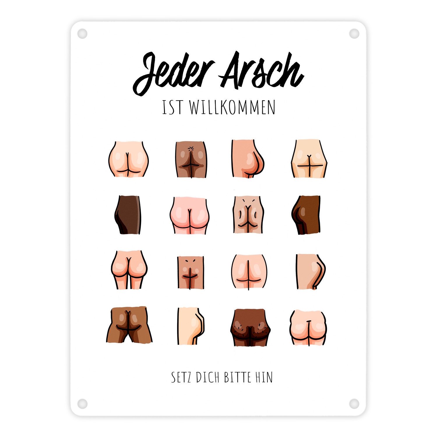 speecheese Metallschild Jeder Arsch ist Willkommen WC Metallschild in 15x20 günstig online kaufen