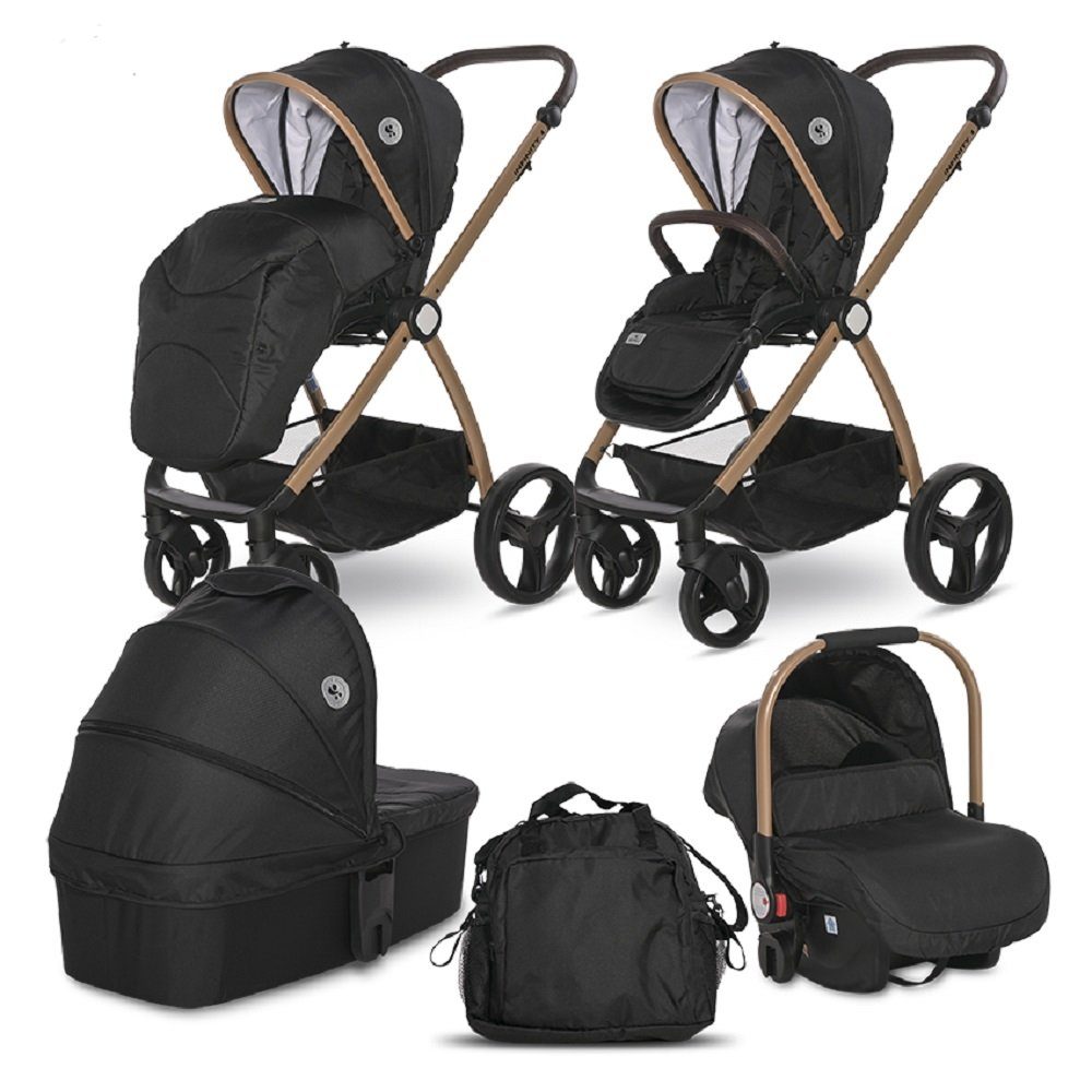 Lorelli Kombi-Kinderwagen Kombikinderwagen Infinity 3in1, Babyschale Babywanne Sportsitz bis 22kg black