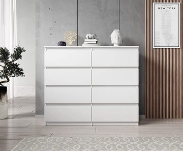 Furnix Kommode Francessa Sideboard mit 8 Schubladen 120 cm für Schlafzimmer Auswahl, BxHxT: 119,8 x 98,5 x 37 cm, pflegeleichte Oberflächen