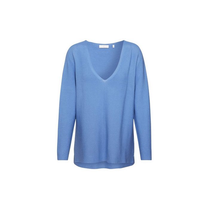 Rich & Royal V-Ausschnitt-Pullover blau regular (1-tlg)