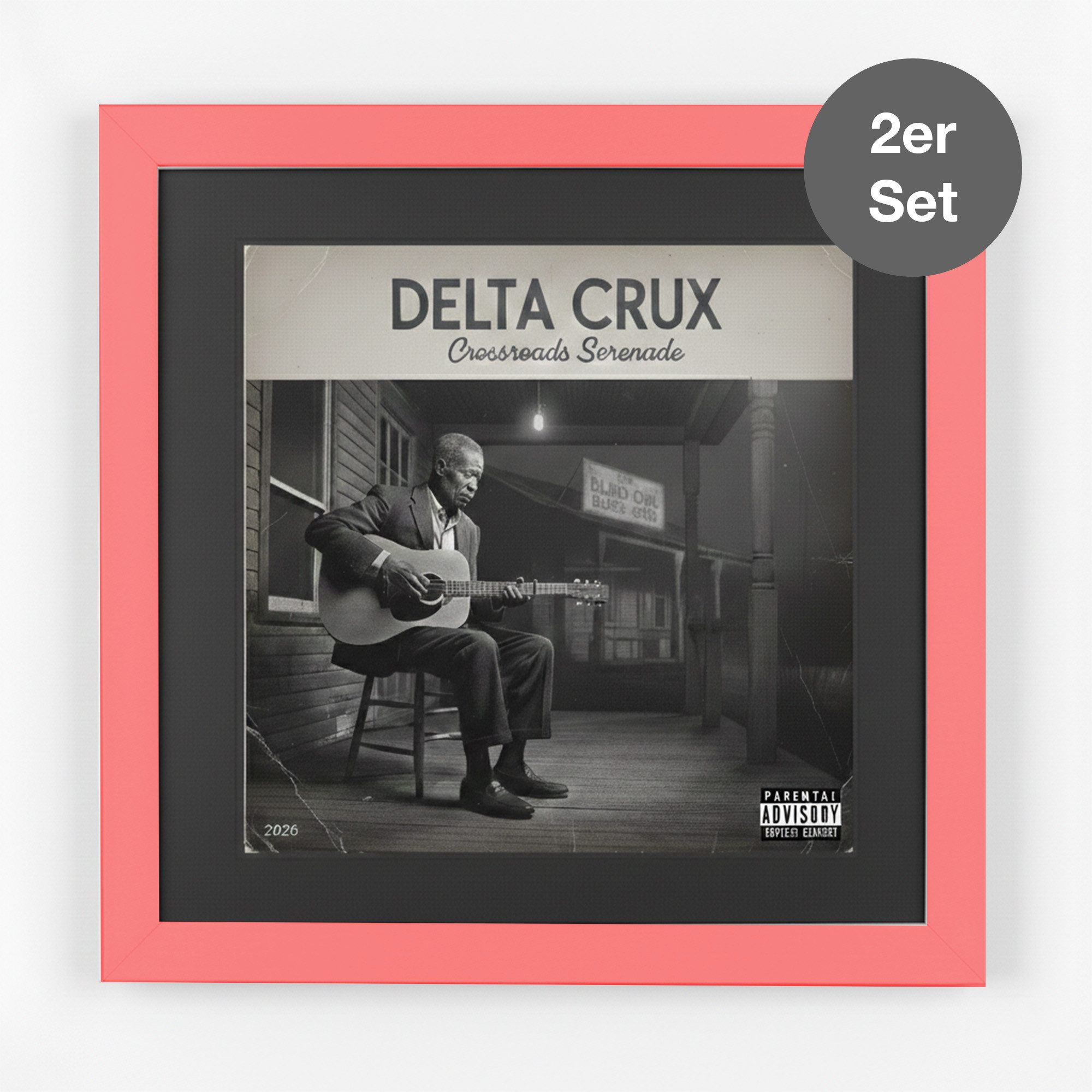 K-Möbel Bilderrahmen Schallplatten Rahmen für das Cover, (2 St), Mit Passepartout