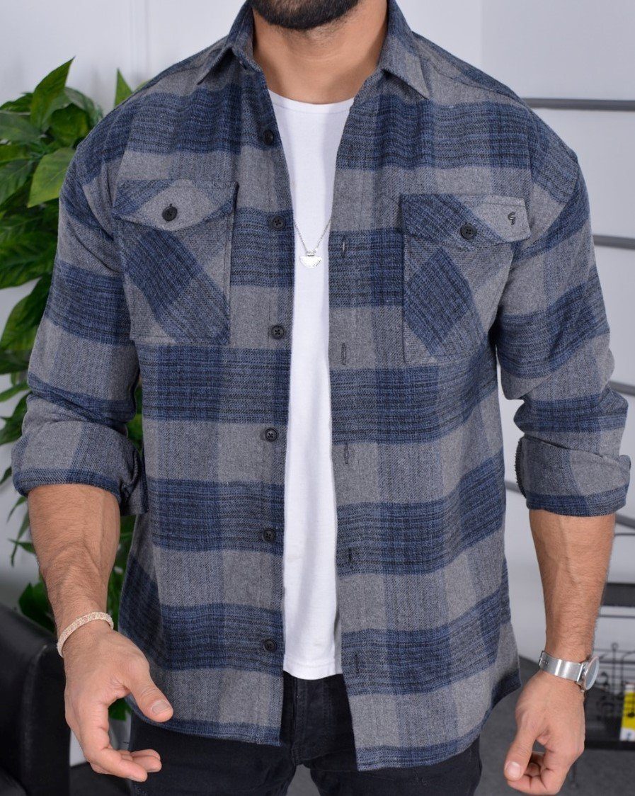 Megaman Jeans Flanellhemd Flanellhemd H-265 Flanellhemd Kariert Hemd Holzfällerhemd