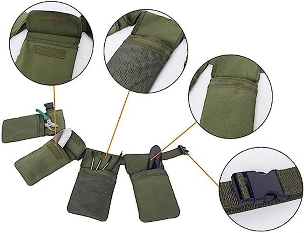 TUABUR Gürteltasche Canvas Hanging Belt Garden Pockets 4 Tools Bag Waterproof with
