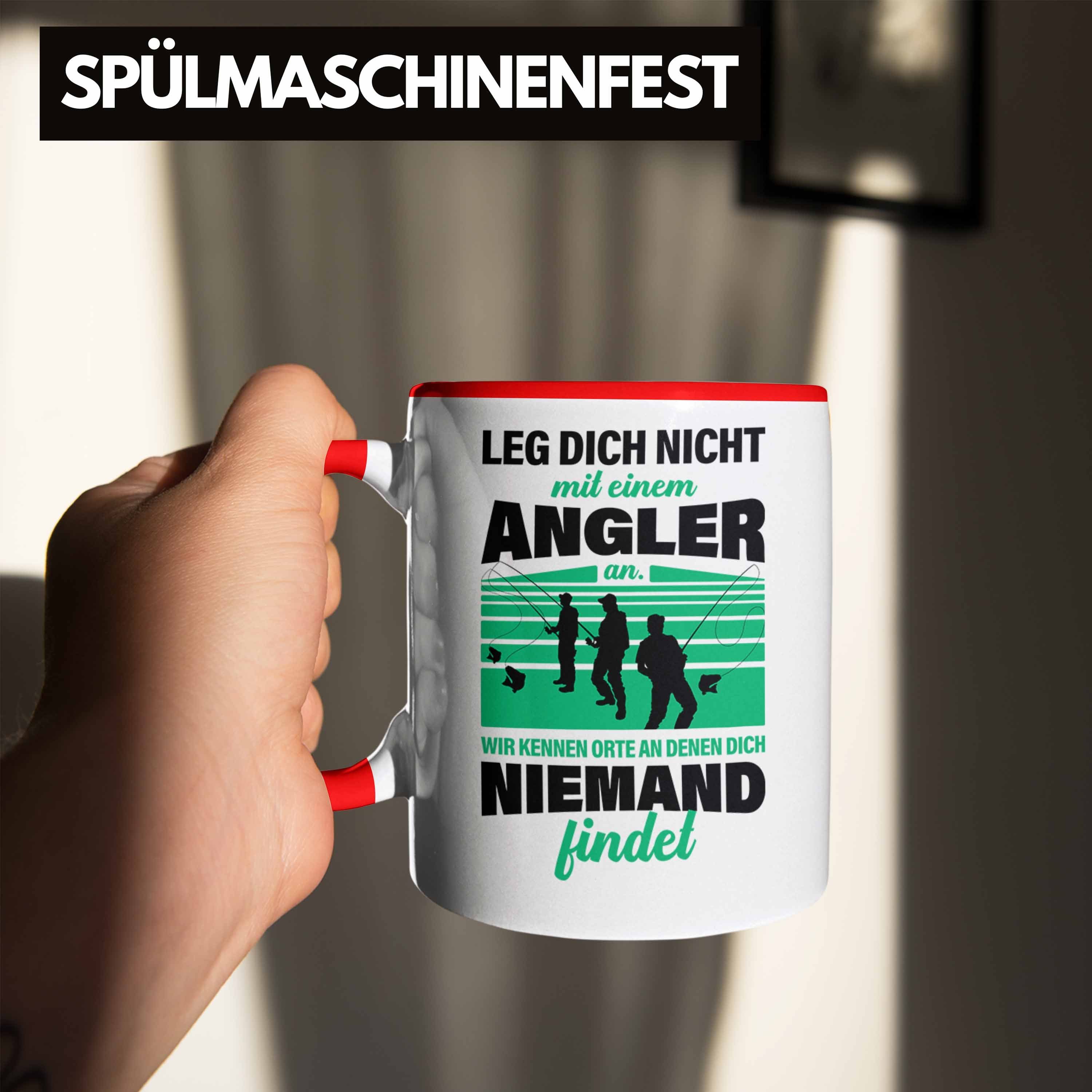 Rot Tasse Fischer für Männer Tasse Angler Trendation Spruch Angeln Becher Trendation Geschenk Geschenkidee für Lustig -
