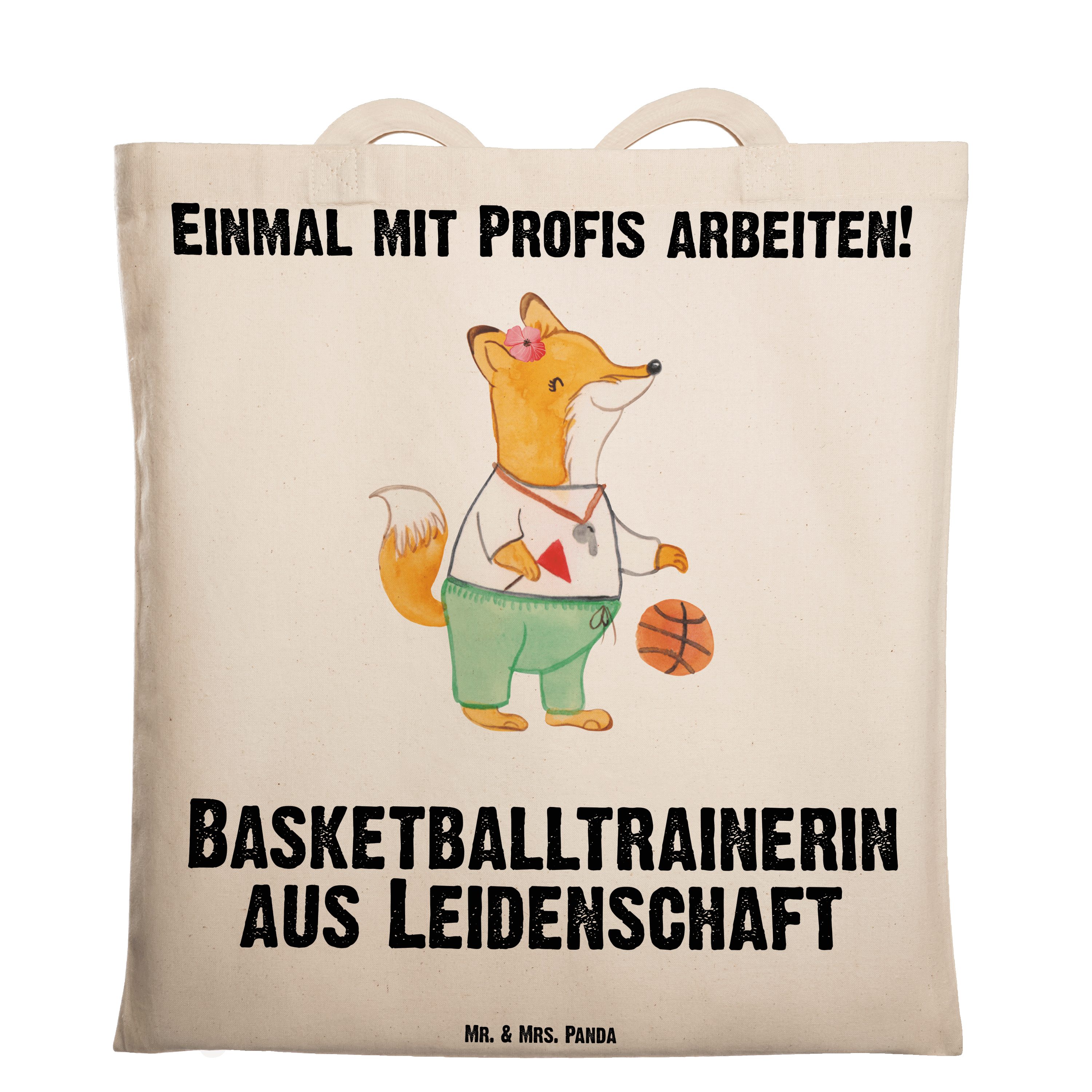 Basketballtrainerin (1-tlg) Leidenschaft & Panda Mrs. - - Sport, Geschenk, aus Mr. Tragetasche Transparent