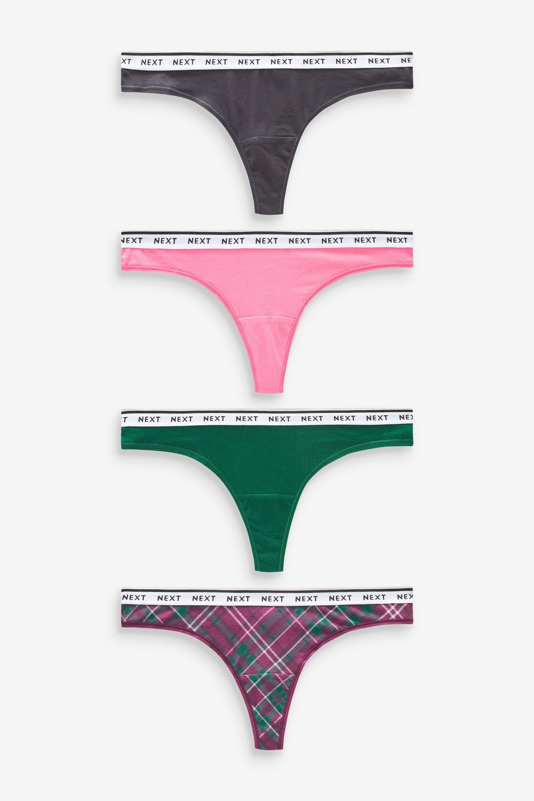 Next Slip Baumwollslips mit Logo, 4er-Pack (4-St) Pink/Purple Check