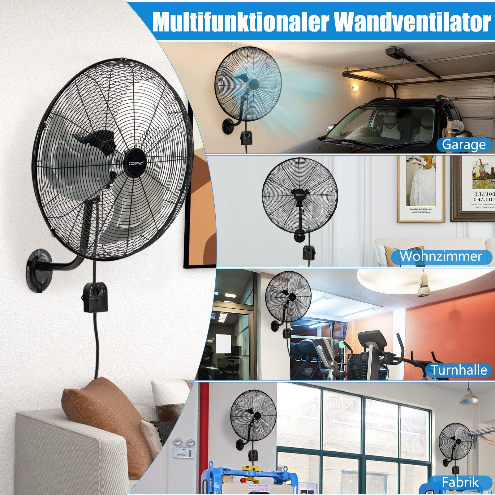 KOMFOTTEU Wandventilator Industrieventilator, Automatische Oszillation & günstig online kaufen