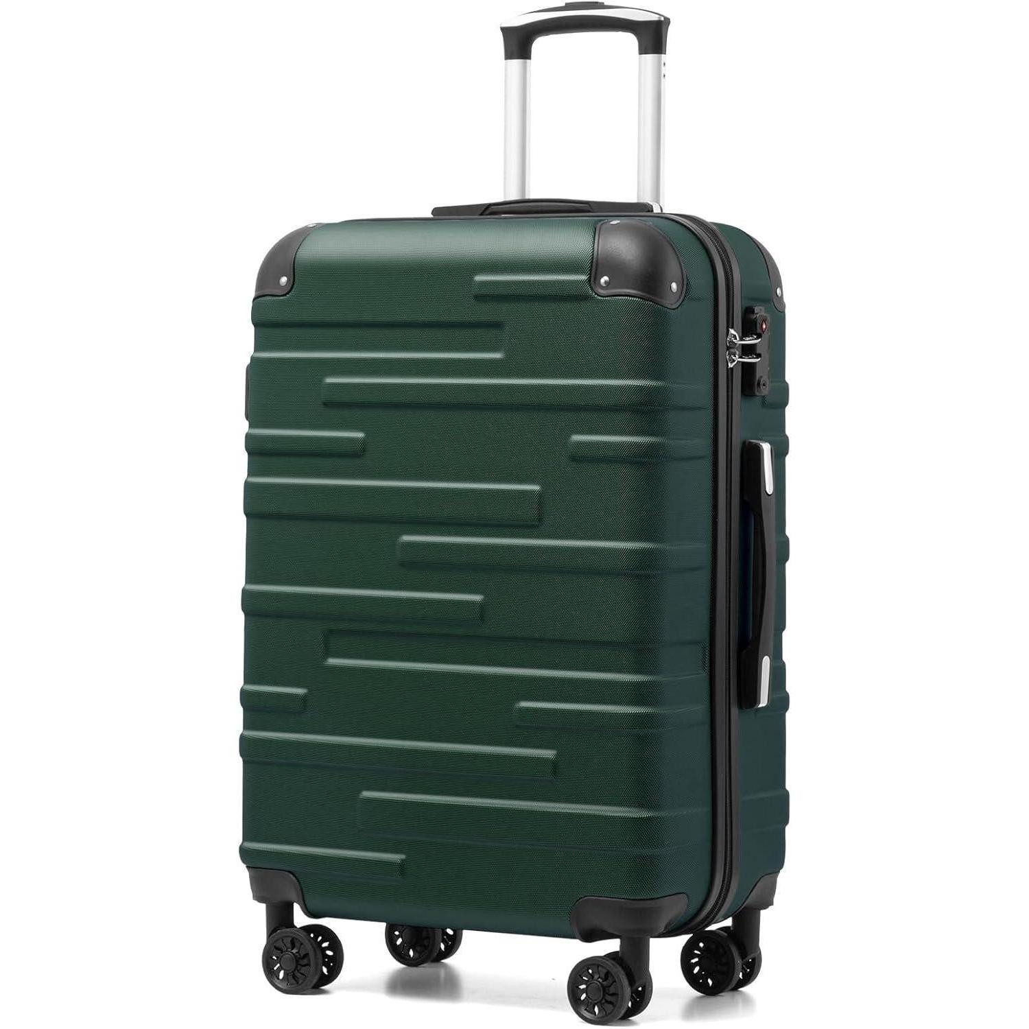 LuxusKollektion Hartschalen-Trolley Hartschalen-Koffer Rollkoffer TSA-Schloss 4 Rollen Dunkelgrün