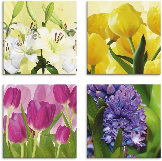 Artland Leinwandbild »Tulpen Lilien Hyazinthe«, Blumen (4 Stück)-Otto