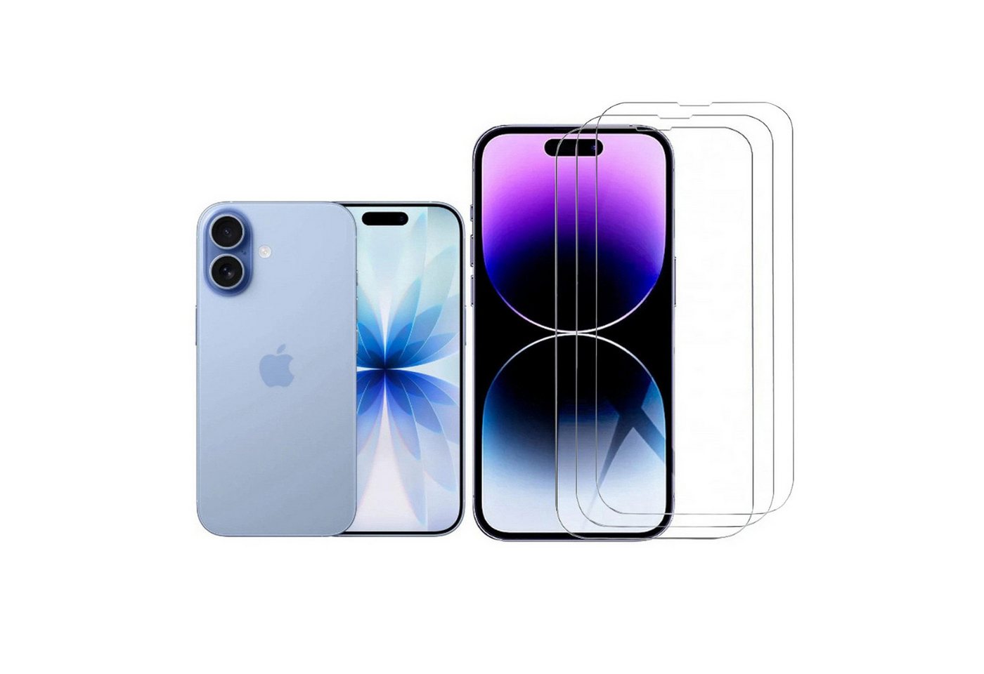 CLM-Tech Displayschutzglas 3X für iPhone 17 6,1 Zoll, Panzerglas Folie - Anti-Fingerabdruck und kratzfest -, 3 Stück, Kristallklar