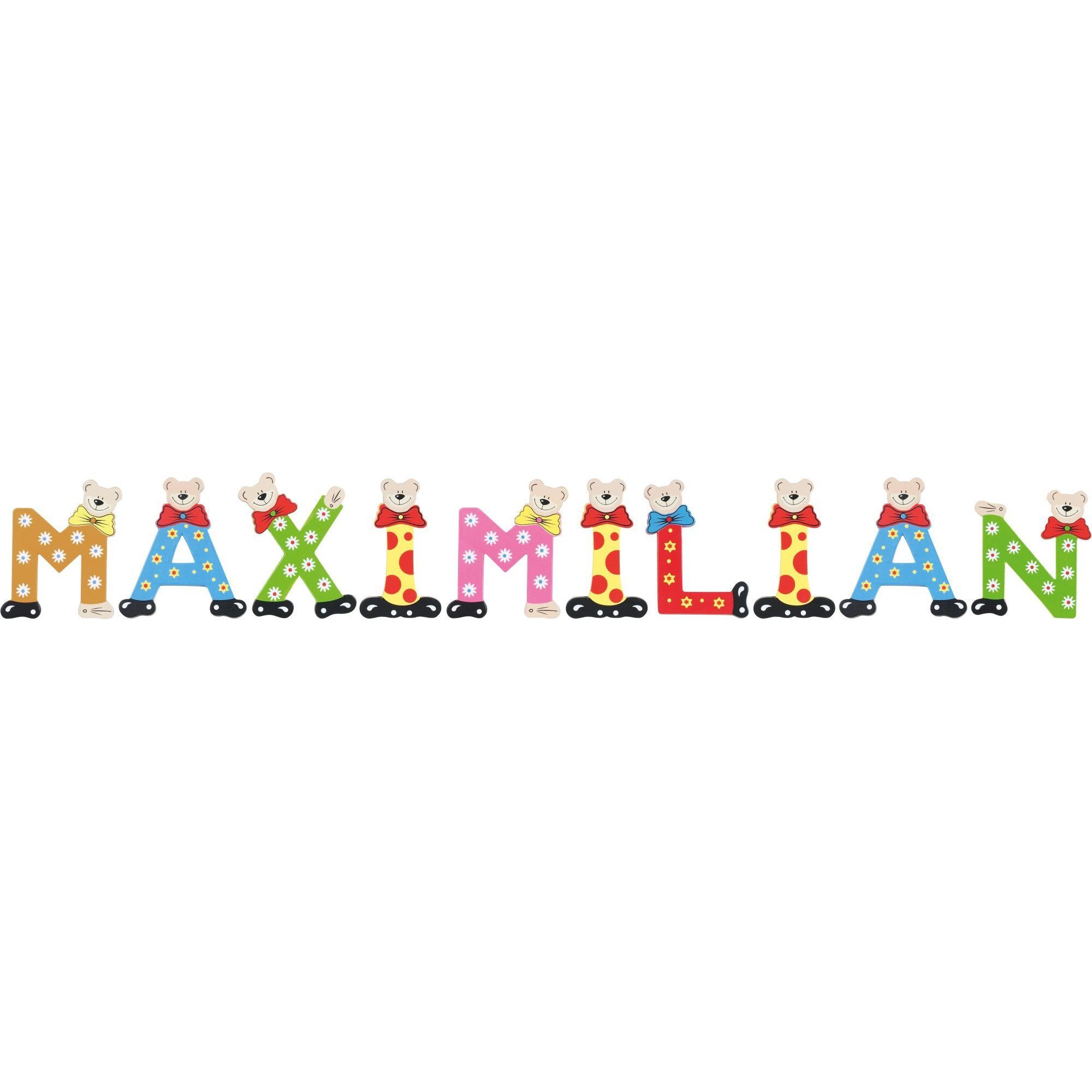 10 MAXIMILIAN Holz-Buchstaben Playshoes - (Set, Namen-Set, Deko-Buchstaben sortiert Kinder St),