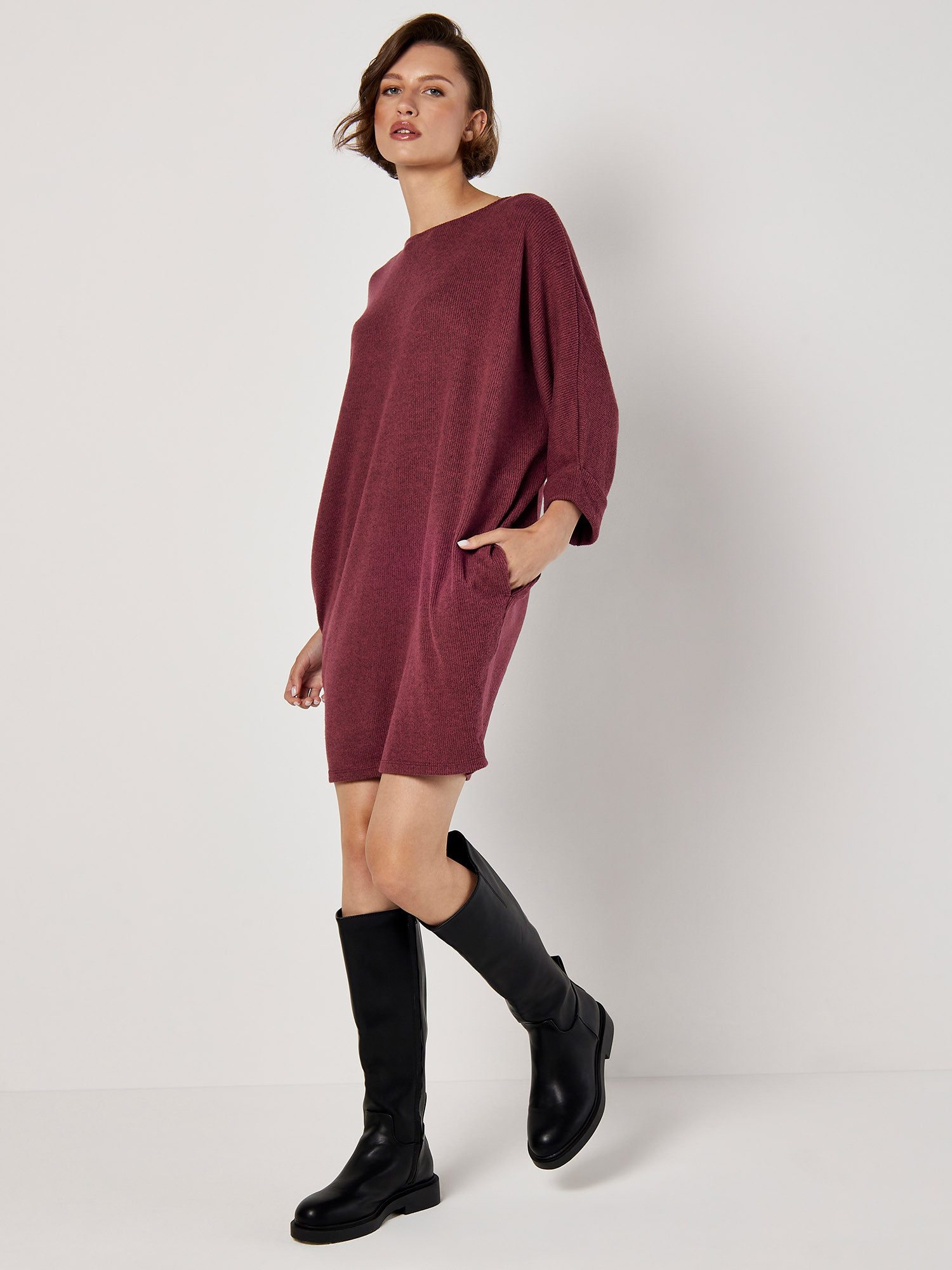 Apricot Strickkleid Cocoon-Design, mit Umschlagärmeln günstig online kaufen