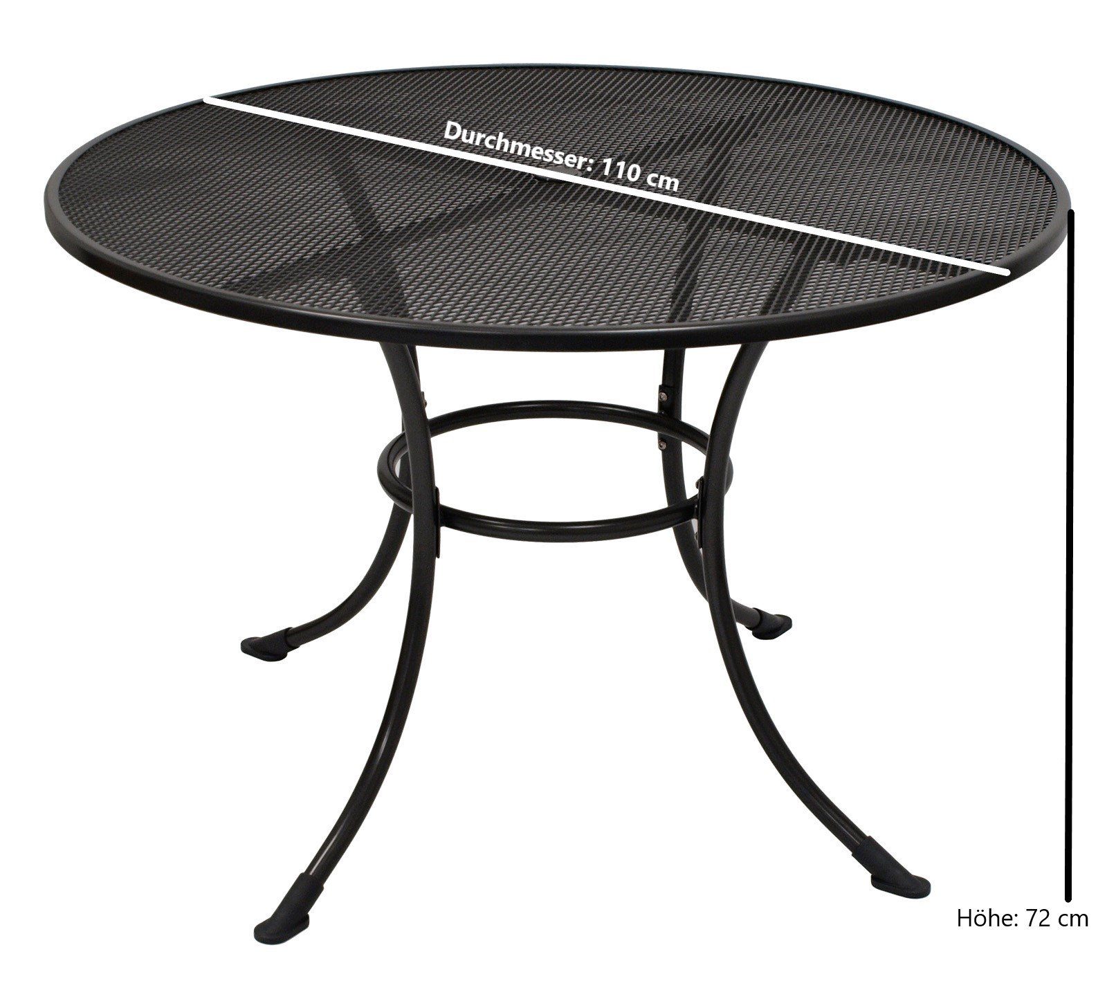 DEGAMO Gartentisch RIVO (1-St), 110cm rund, Stahl und Streckmetall eisengrau