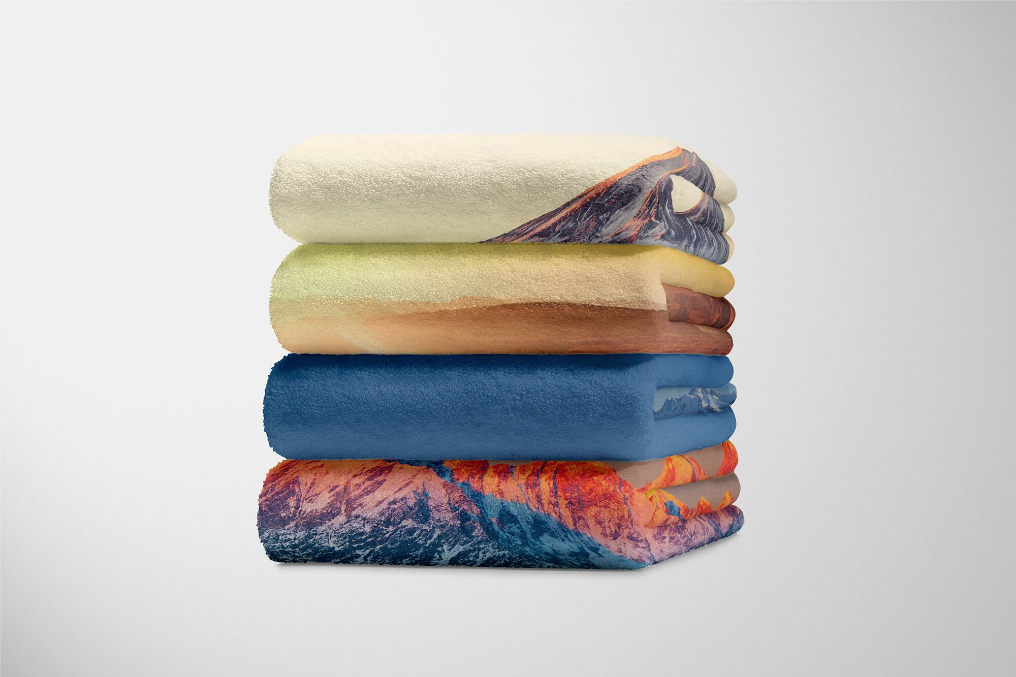 Berge (1-St), Kuscheldecke Handtuch Schnee Strandhandtuch Art Baumwolle-Polyester-Mix Nordpol, Handtuch Saunatuch Sinus Fotomotiv mit Handtücher