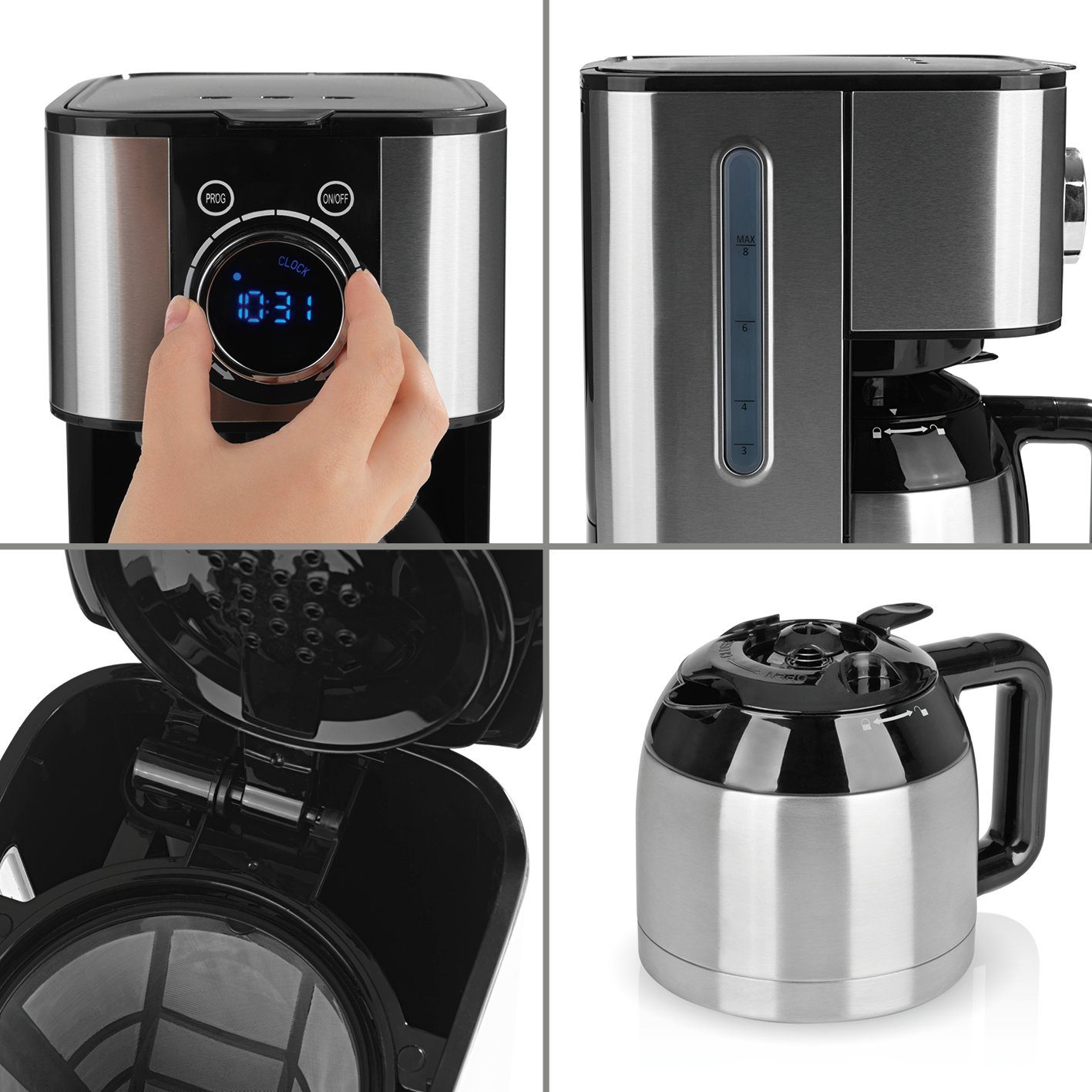 BEEM Filterkaffeemaschine Wasserkocher 1,7L Filterkaffeemaschine SWITCH-SET Thermo Tee-&