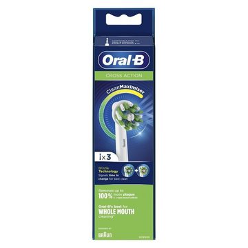 Oral-B Aufsteckbürste CrossAction 80338444 Elektrischer Zahnbürstenkopf 3 Stück(e) Weiß