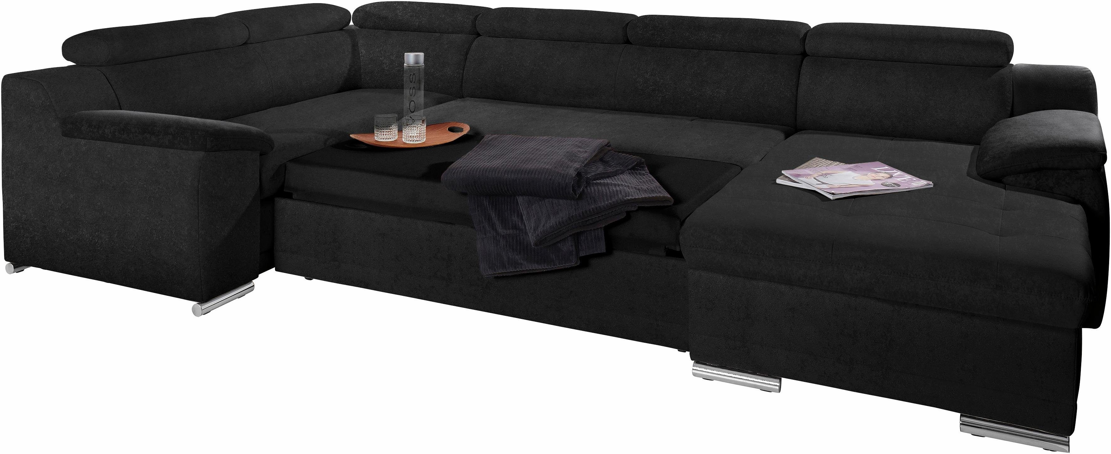 sit&more Wohnlandschaft Andiamo U-Form, B: 336 cm, Kopfteilverstellung, XXL-Sofa, mit Schlaffunktion, frei stellbar, Couch für Wohnkomfort