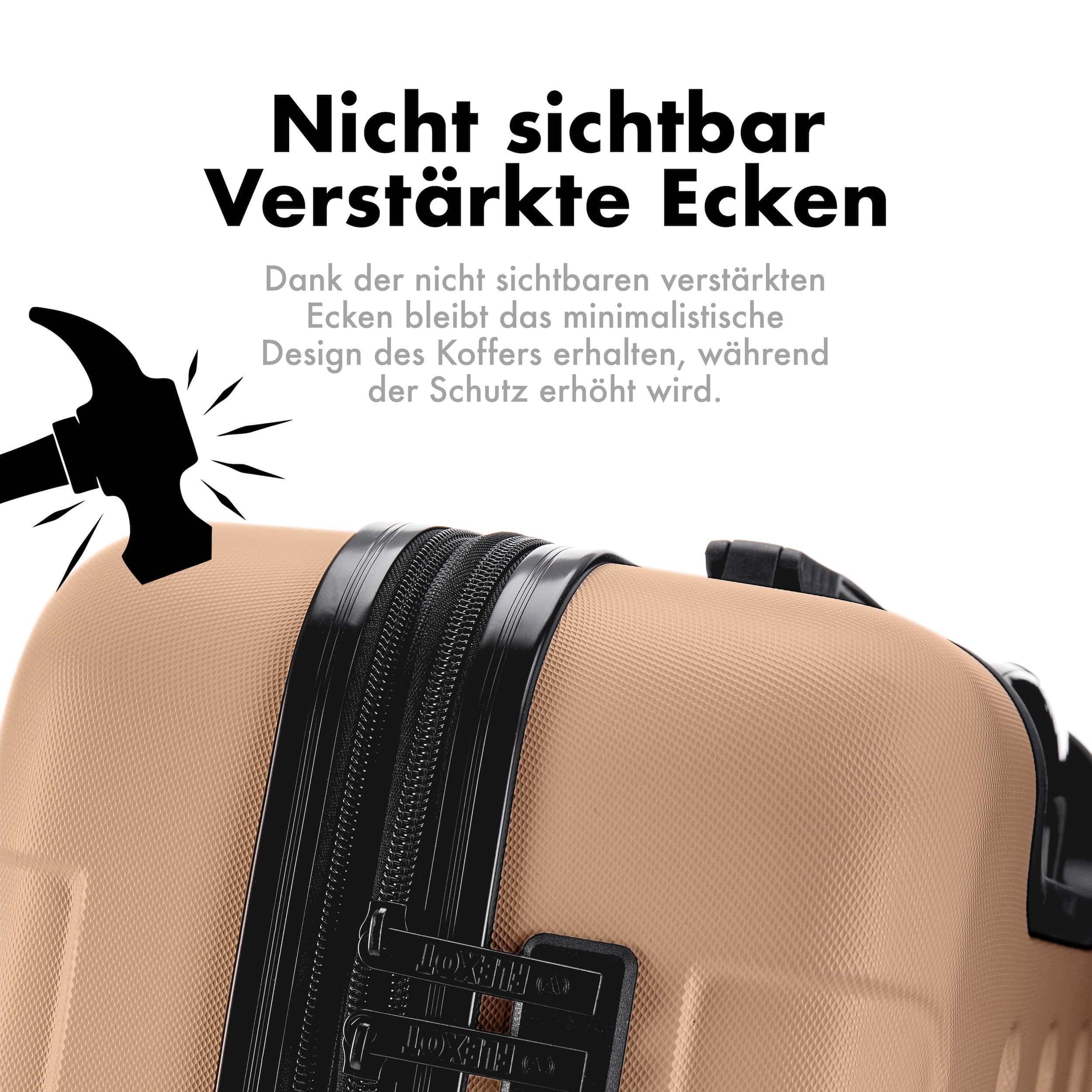 Flexot Hartschalen-Trolley F-3045 (Gr. M, L, XL) – Kofferset – ABS-Hartschale, 4 Rollen, Robuster und moderner Koffer mit vier 360° Rollen und Zahlenschloss