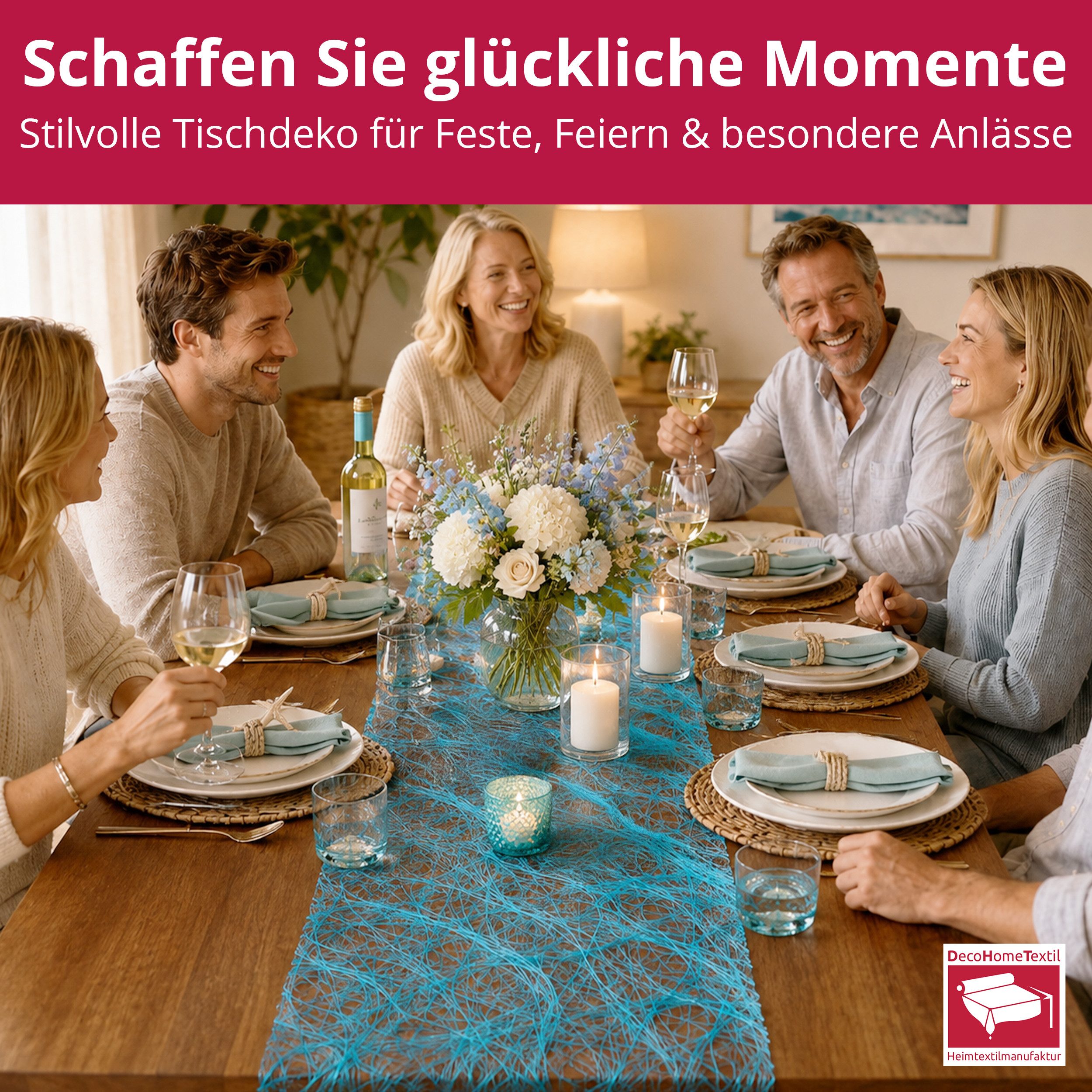 DecoHomeTextil Heimtextilmanufaktur Tischläufer Deco Netz Tischband Dekoration Dekor Breite 30cm Farbe+Länge wählbar