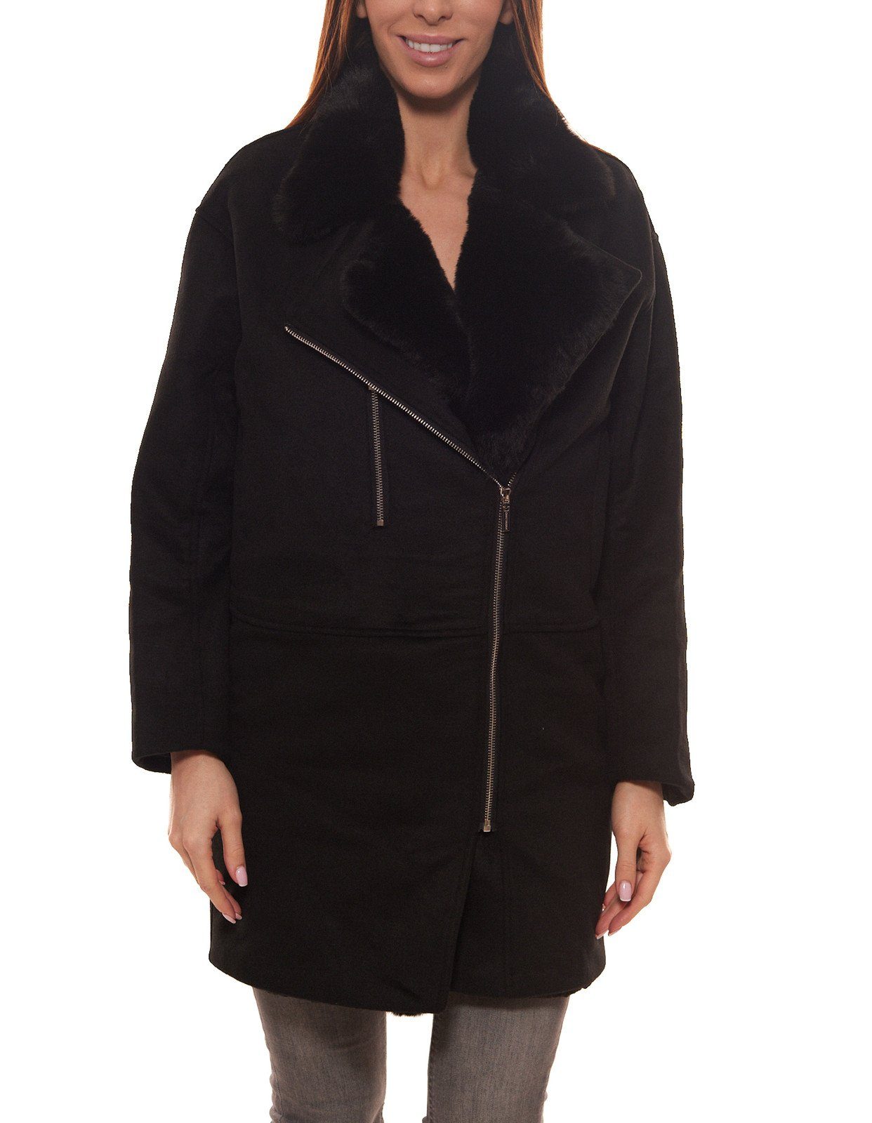 CHATTAWAK Langjacke »CHATTAWAK Mantel eleganter Damen Winter-Jacke mit  abknöpfbarem Innenfell Jacke für kalte Tage Schwarz« online kaufen | OTTO