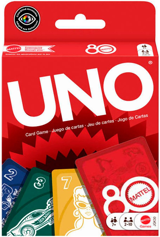 Mattel games Spiel Mattel 80th Anniversairy UNO Ruby Red, Familienspiel