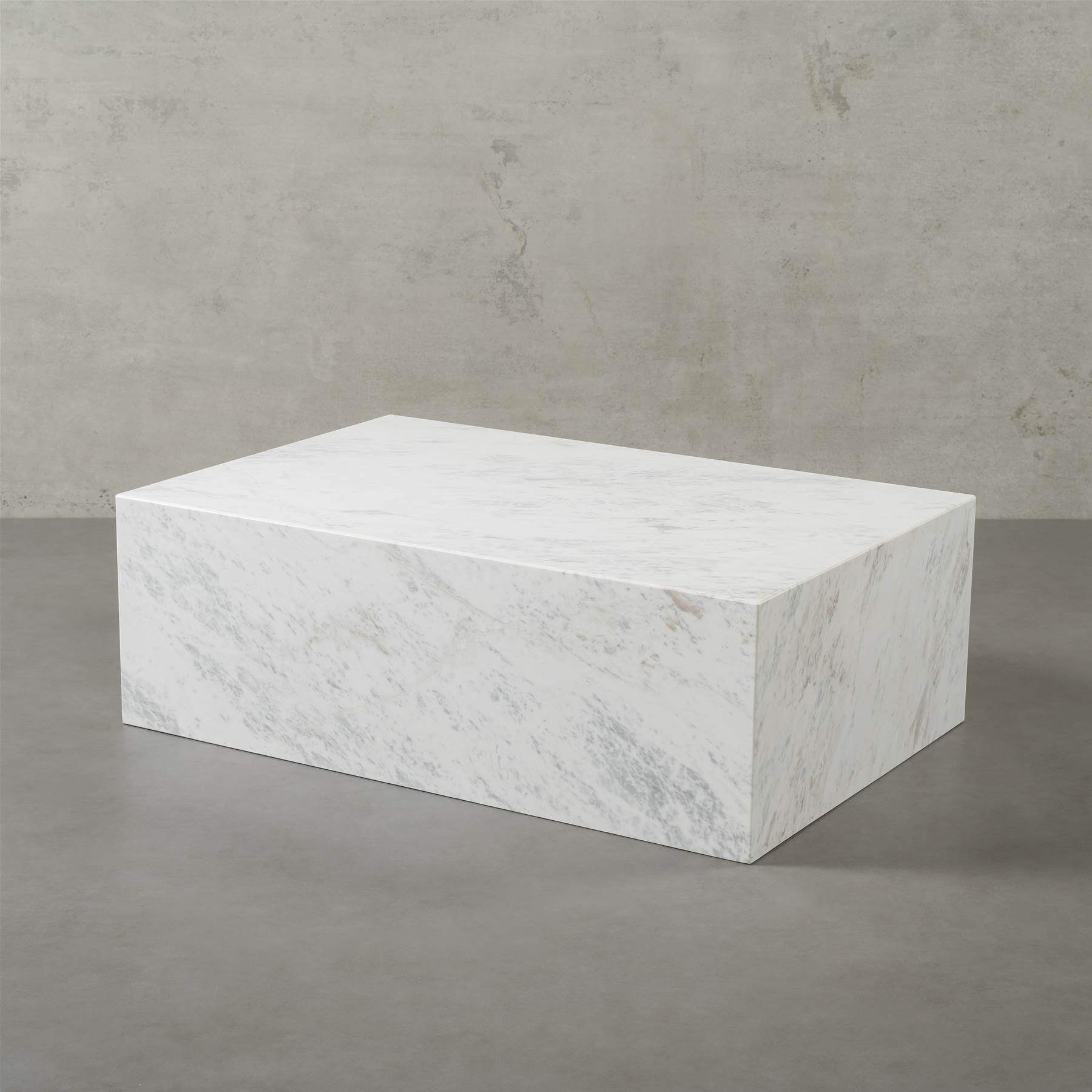 MAGNA Atelier Couchtisch ASPEN mit ECHTEM MARMOR, Wohnzimmer Tisch eckig, Naturstein, 90x60x30cm Olympus White