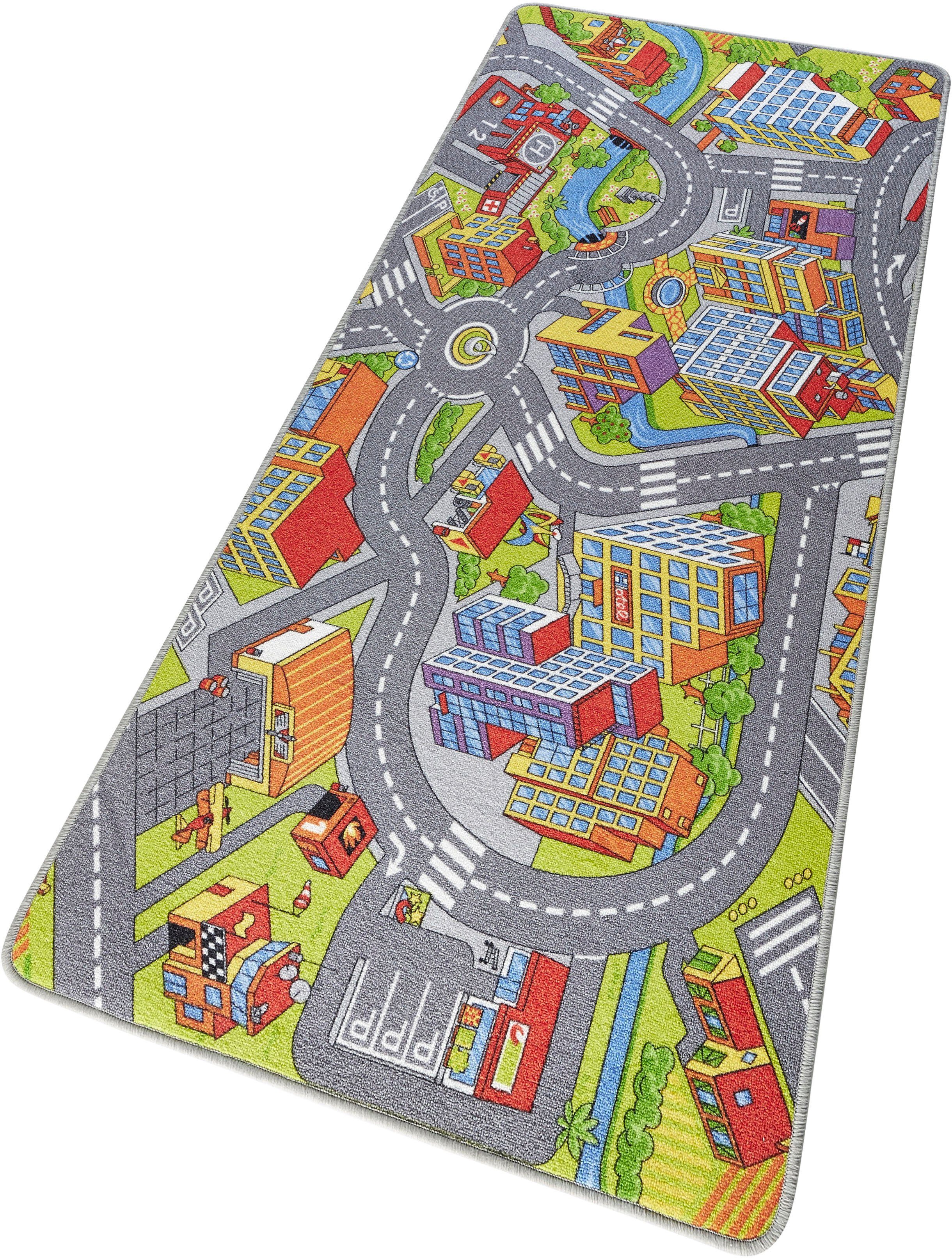 Kinderteppich Smart City, HANSE Home, rechteckig, Höhe: 0,65 mm, Kurzflor, Kinderteppich, Rutschfest, Spielteppich, Kinderzimmer