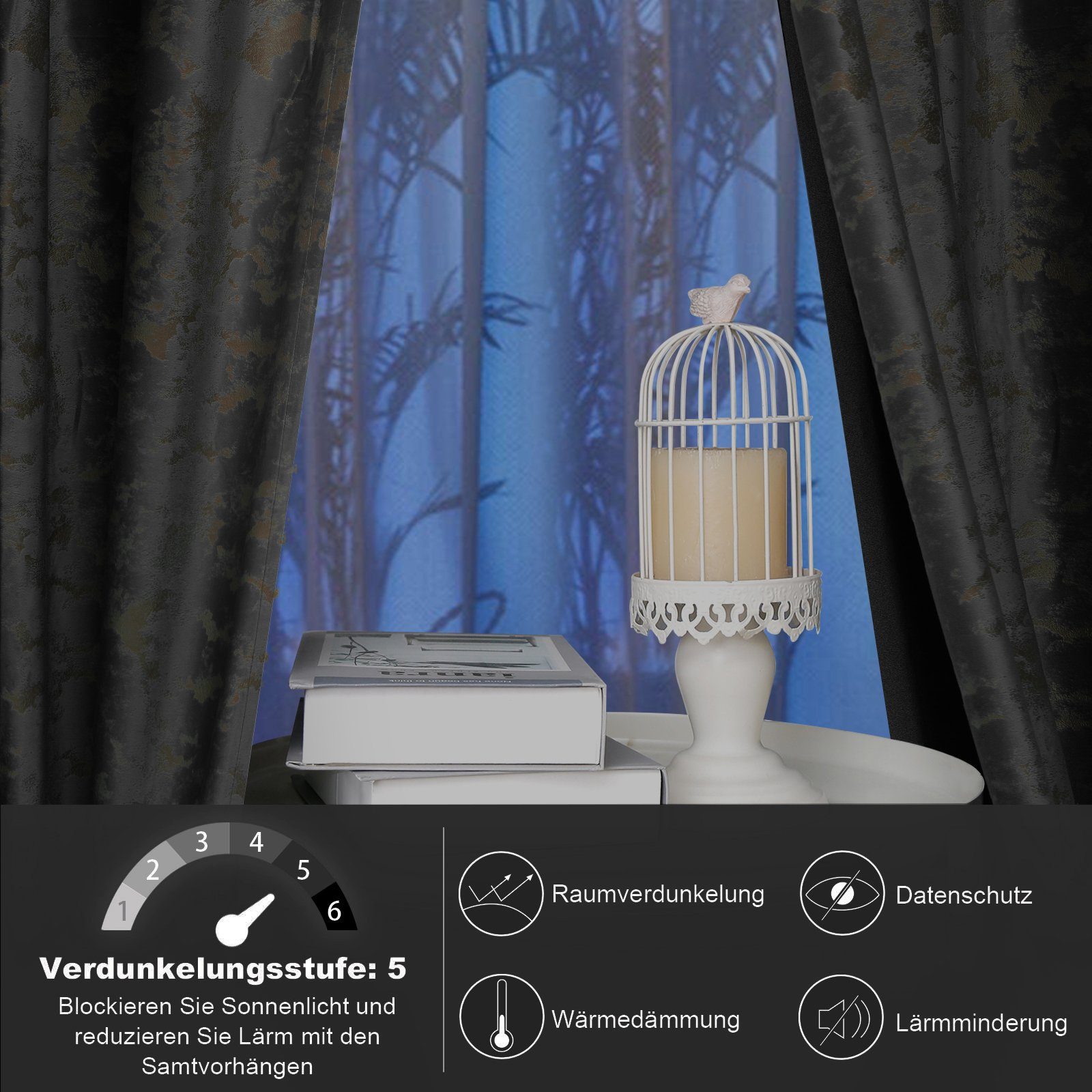 BTTO V&G Verdunkelungsvorhang Gardinen-Sets 2St, Samt günstig online kaufen