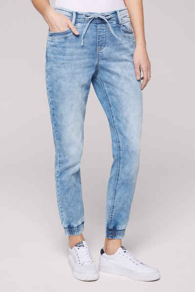 SOCCX Boyfriend-Jeans mit Elastikbund und Gummizugsaum am Bein