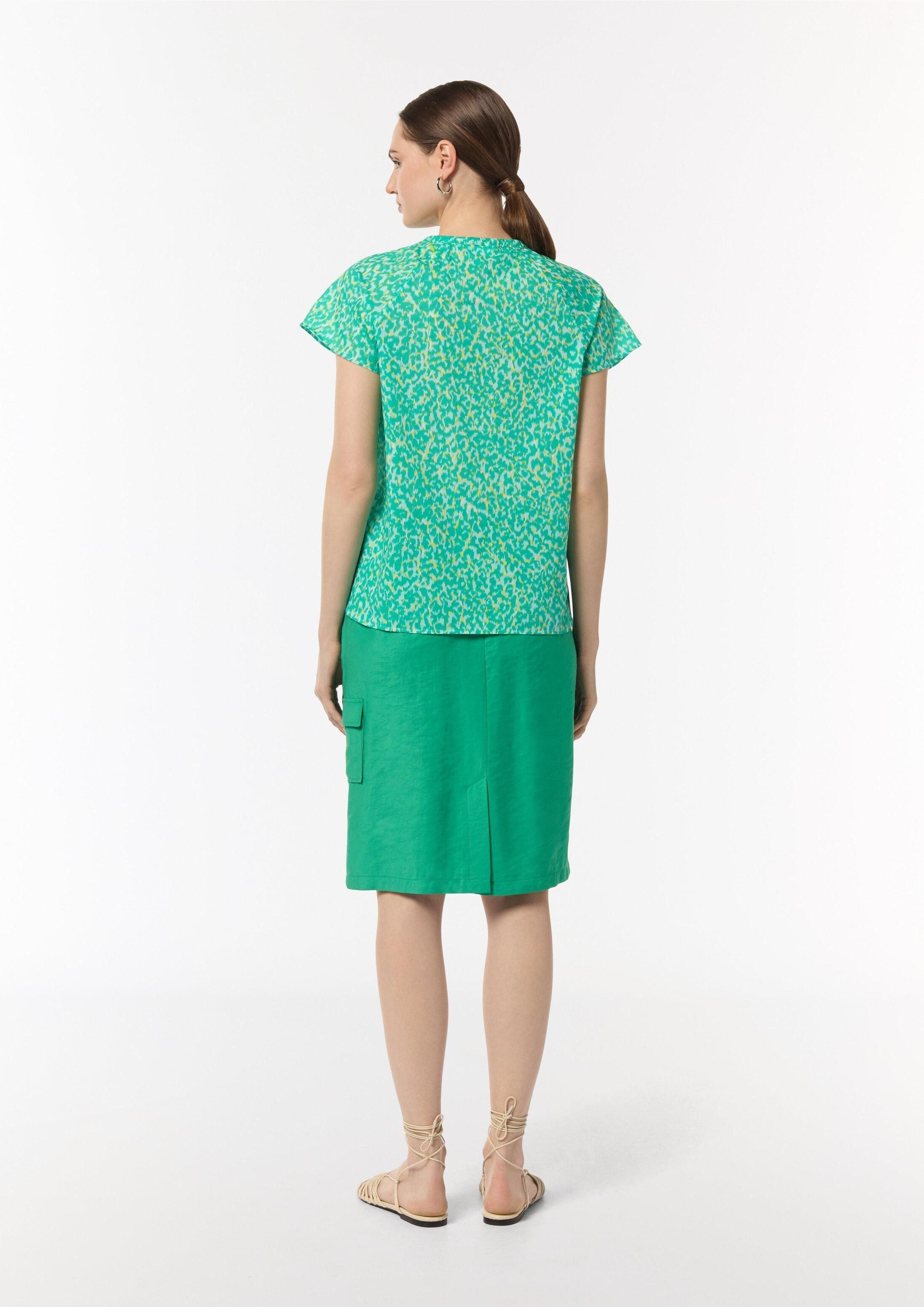 comma Kurzarmbluse Bluse Blusenshirt mit All-over-Print
