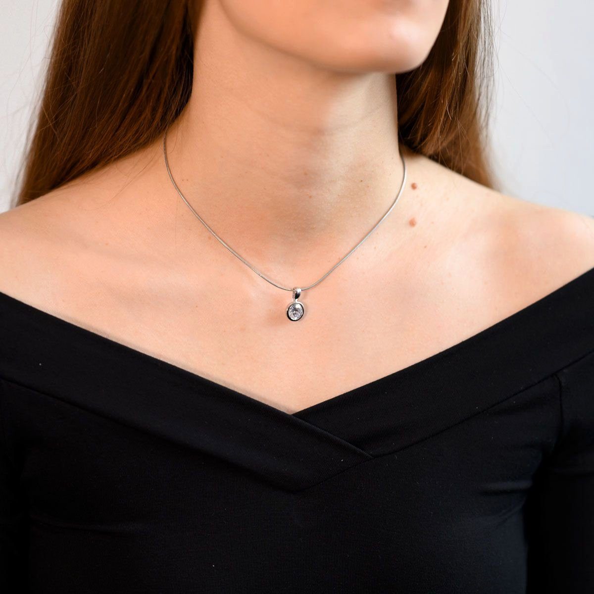 Materia Kettenanhänger Damen Silber Zirkonia Rund günstig online kaufen