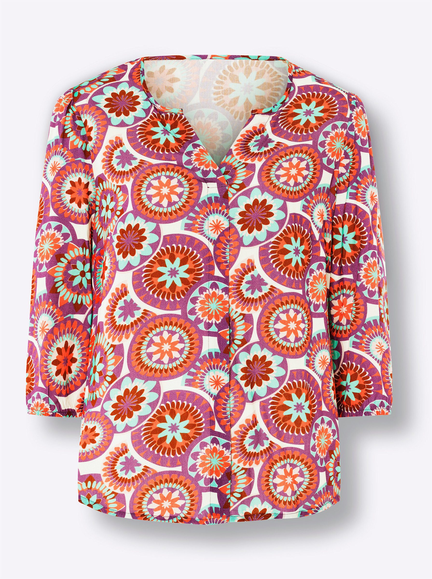 Klassische Bluse Druckbluse 3/4-Arm