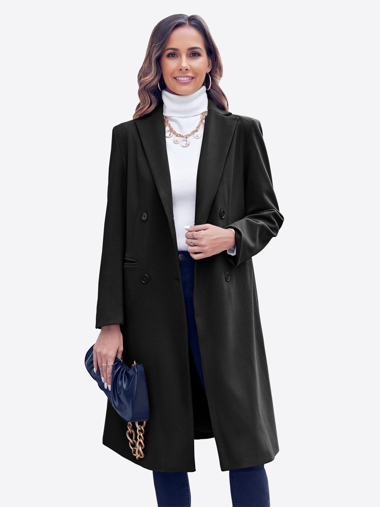 Imily Bela Langmantel Damen Zweireihiger Long günstig online kaufen