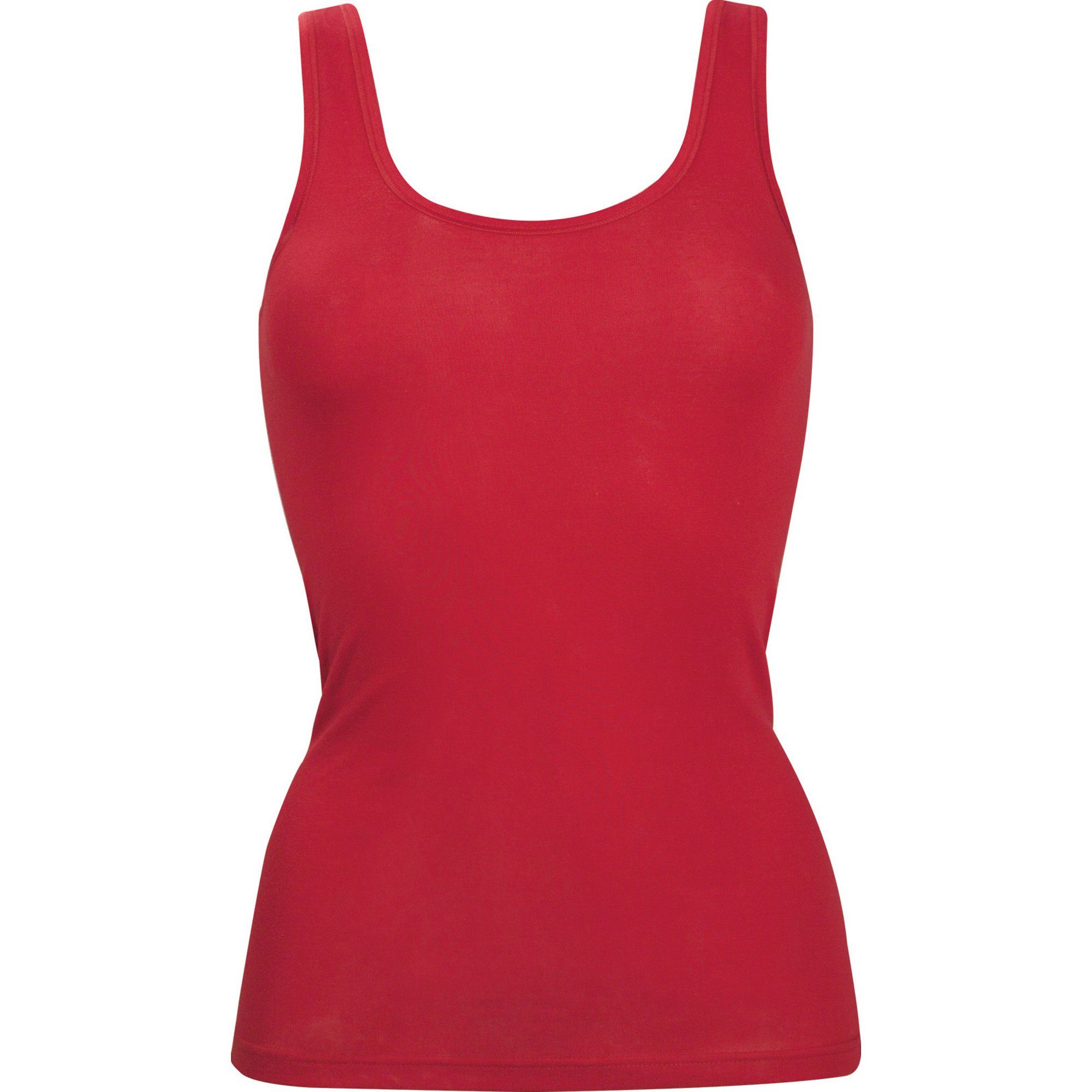 Feinripp 2er-Pack rot conta Damen-Unterhemd Uni Unterhemd