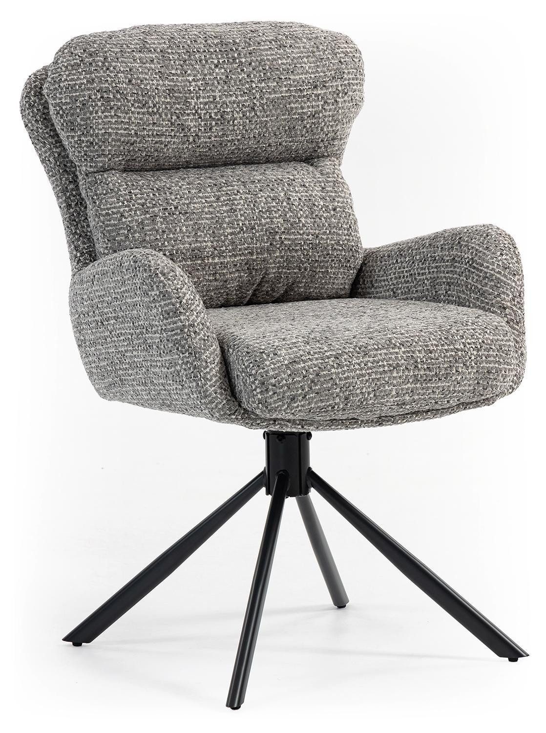 Home4You Polsterstuhl Grau, Anthrazit, Webstoff, Metallgestell (1 St), 180 Grad drehbar, B 61 x H 91 x T 69 cm