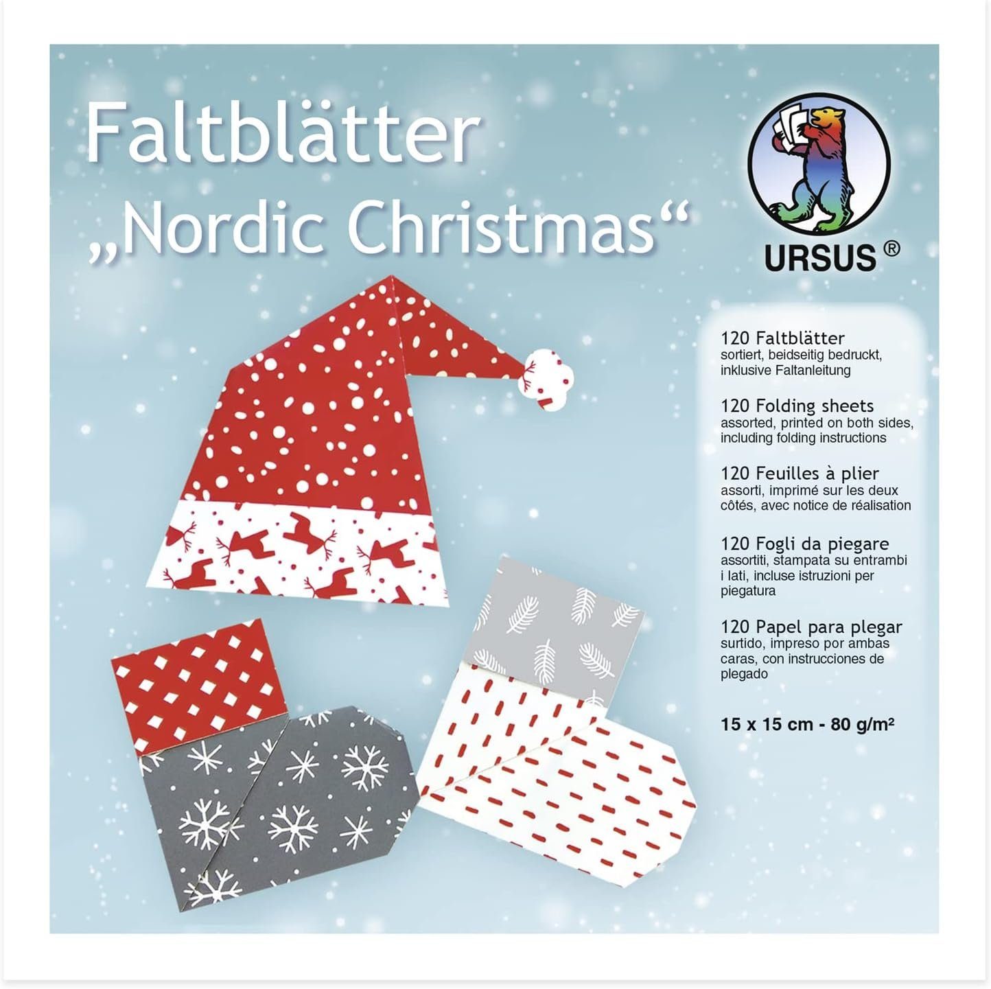 Faltblätter Nordic 15 x Ludwig Christmas 15 cm - Ursus Designpapier Bähr URSUS