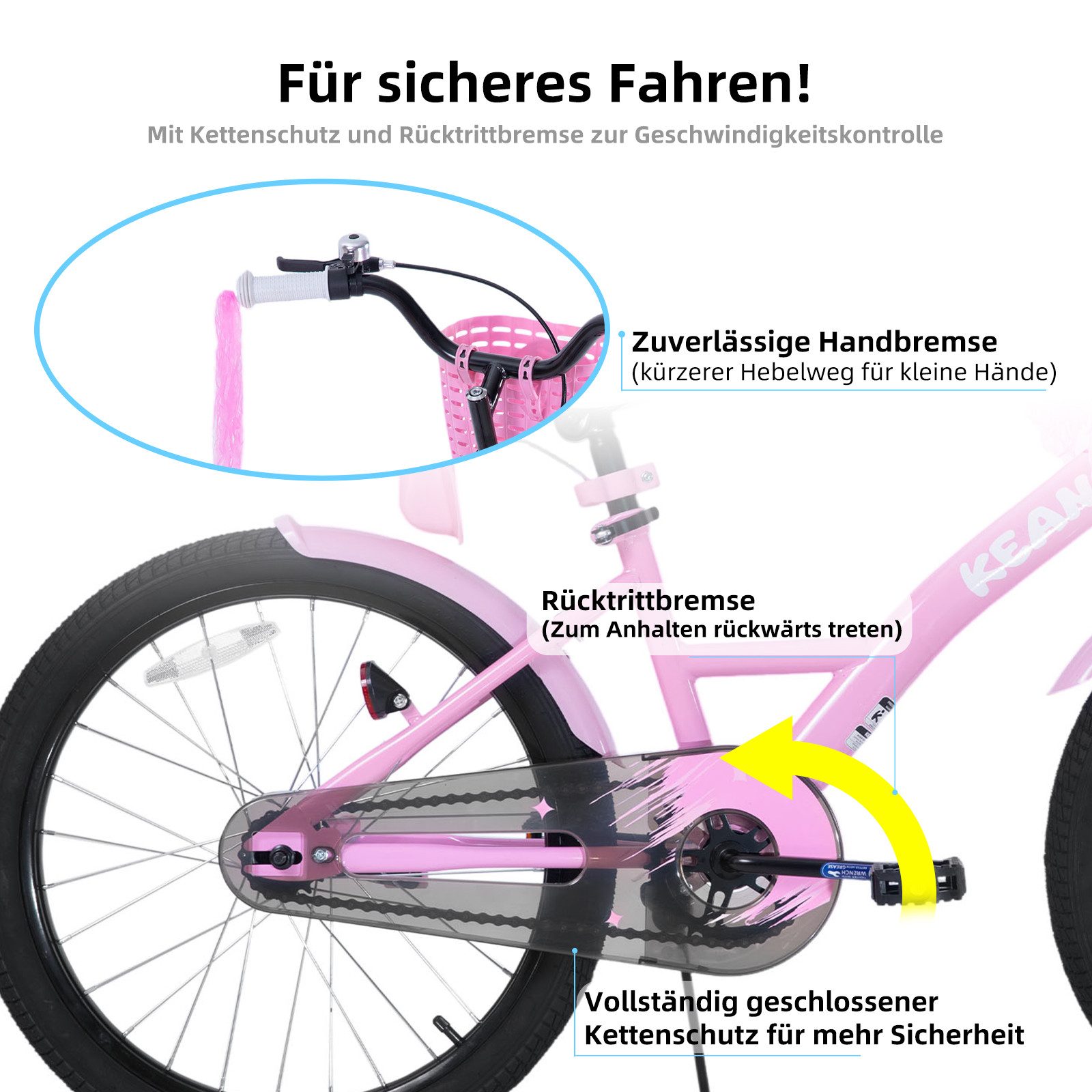 JOYSTAR Kinderfahrrad Mädchenfahrrad 14/16/18/20 Zoll mit Hochkarbonstahlrahmen, mit Puppensitz und Korb,Stützräder, Luftschlangen, Schutzblechen