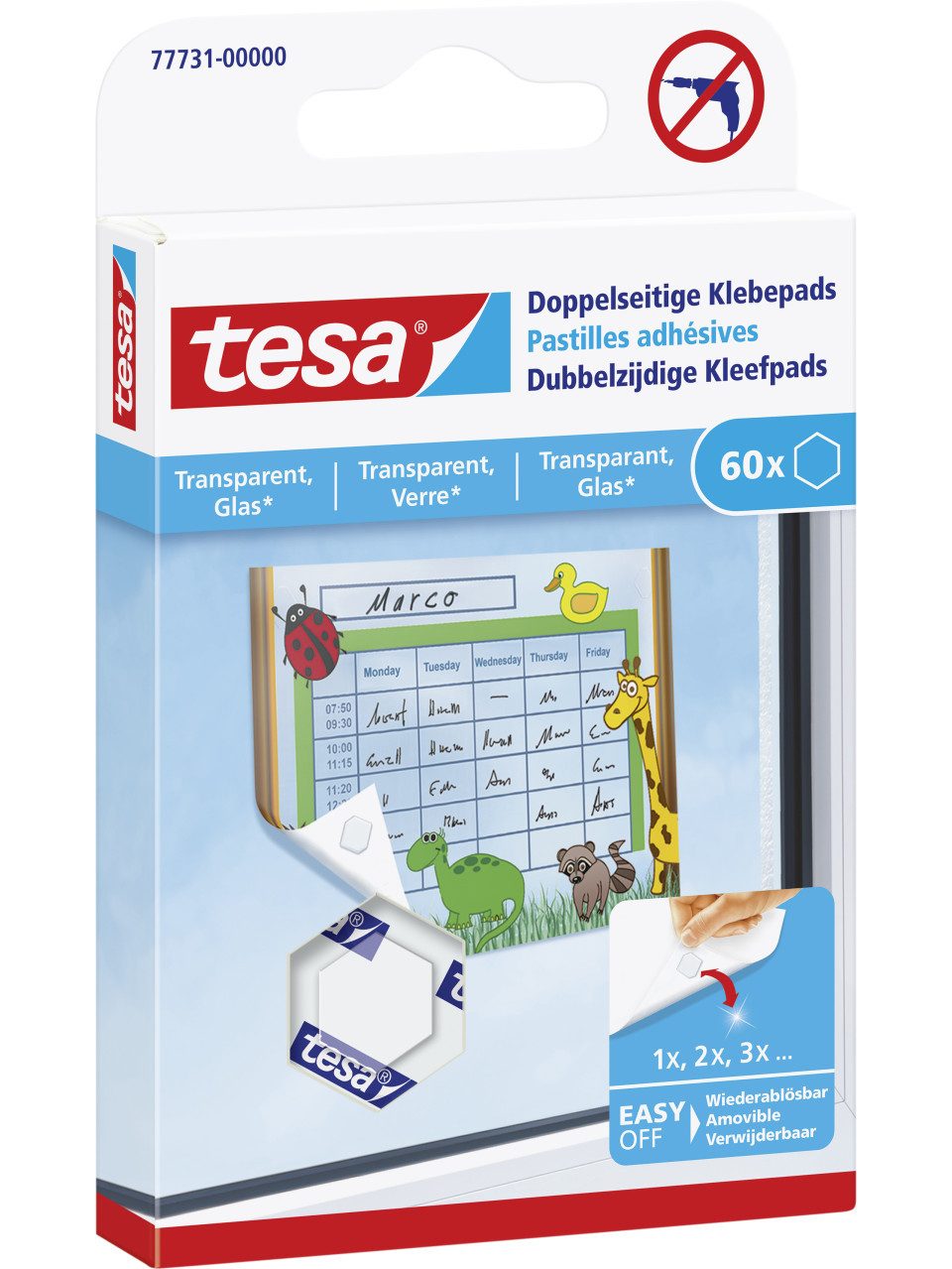 tesa Klebepad tesa Klebepads doppelseitig, transparent, 60 Stück