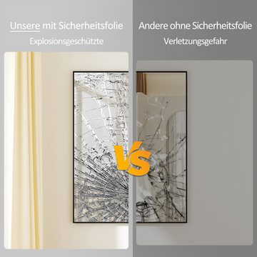 Hopibath Badspiegel Eckig Metall Alu Rahmen Wandspiegel Schwarz (Spiegel Bad, 5mm Glas), 100x60,60x80,50x70,40x60cm
