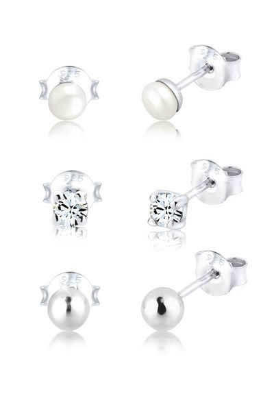 Elli Ohrring-Set Set Kugel Perle Kristalle 925 Silber, Kugel